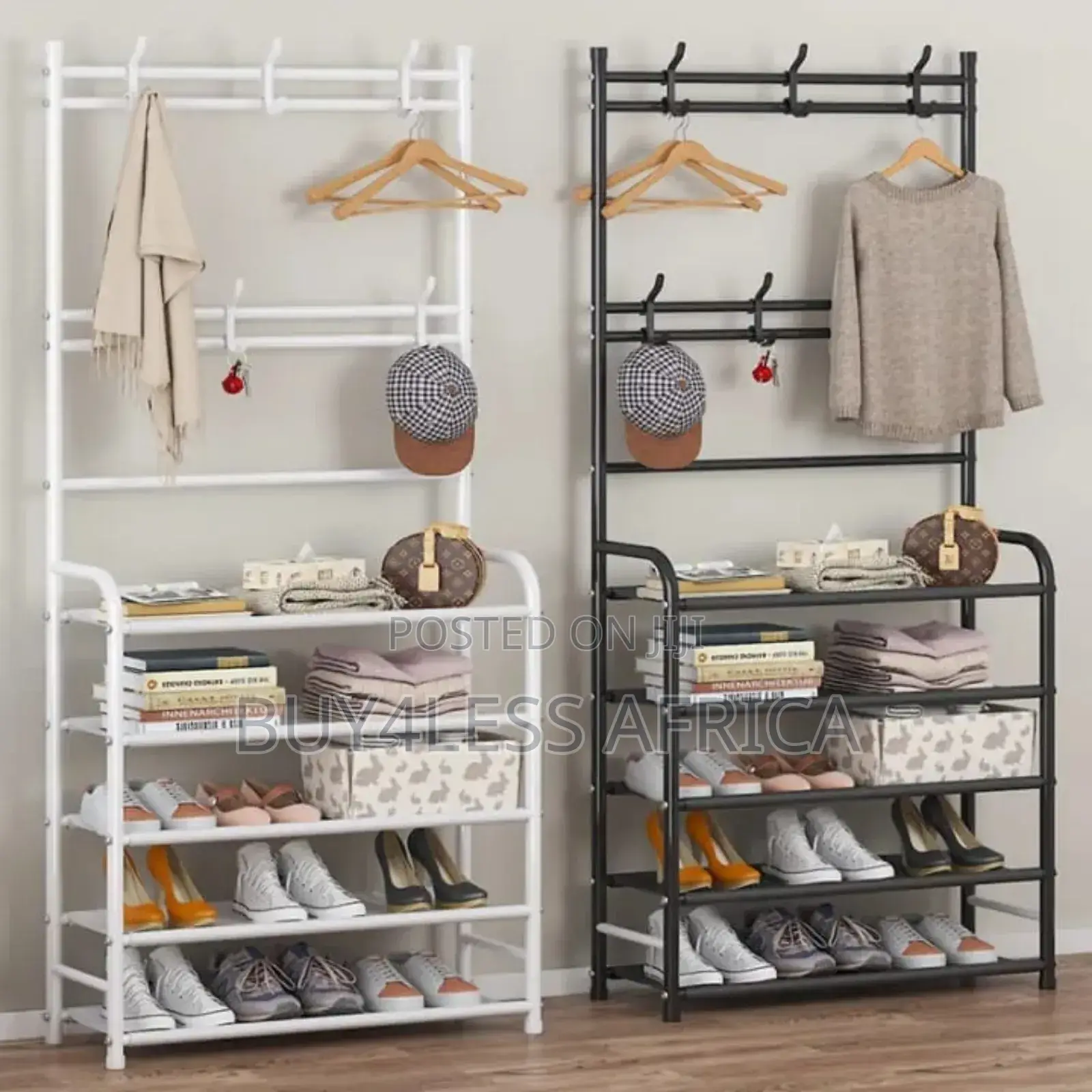 Shoe Store Rack With Cloth Hangers