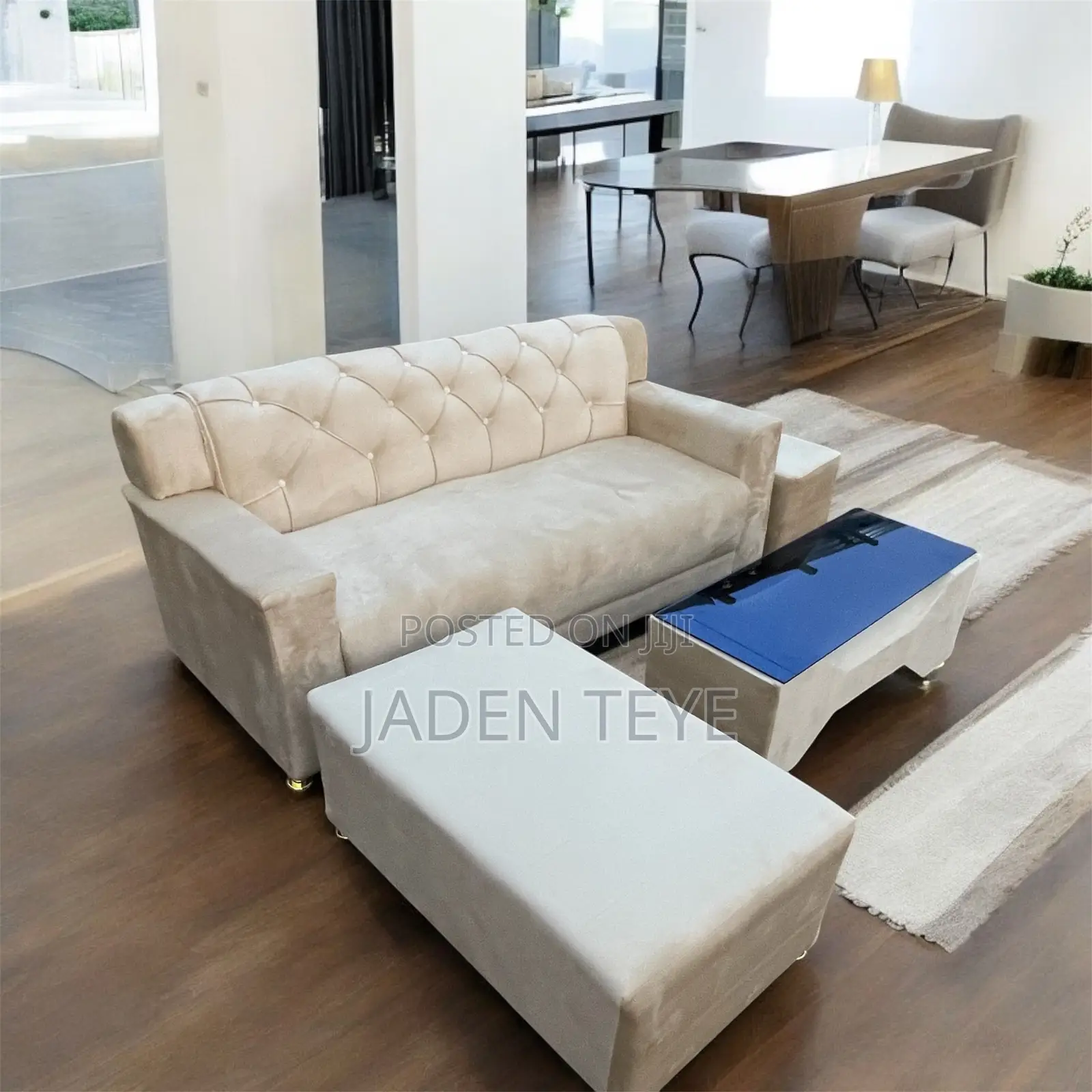 Cream Fabric Sofa Set