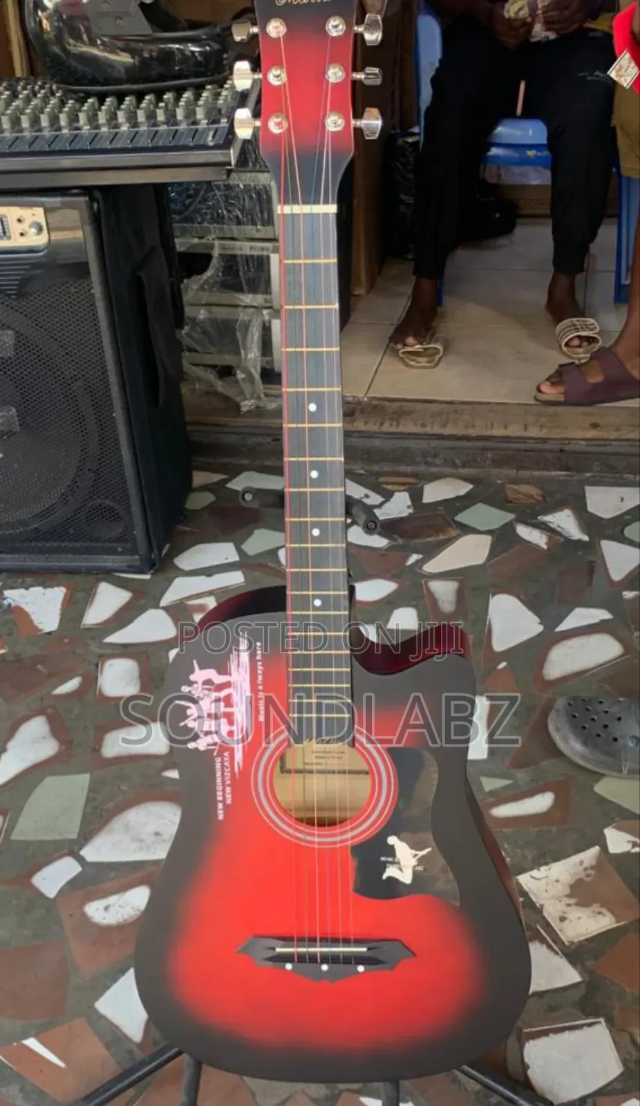 Marias Red Black 38-Inch Beginner Acoustic Guitar