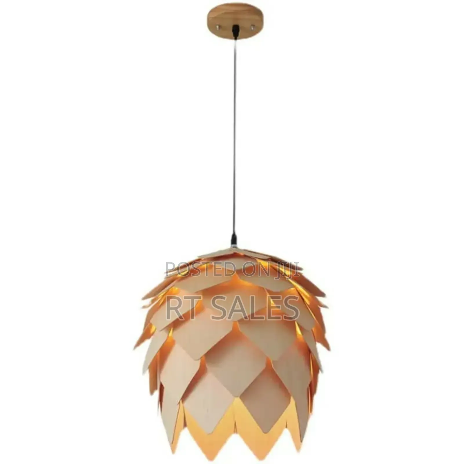Brown Wooden Single Pendant Light