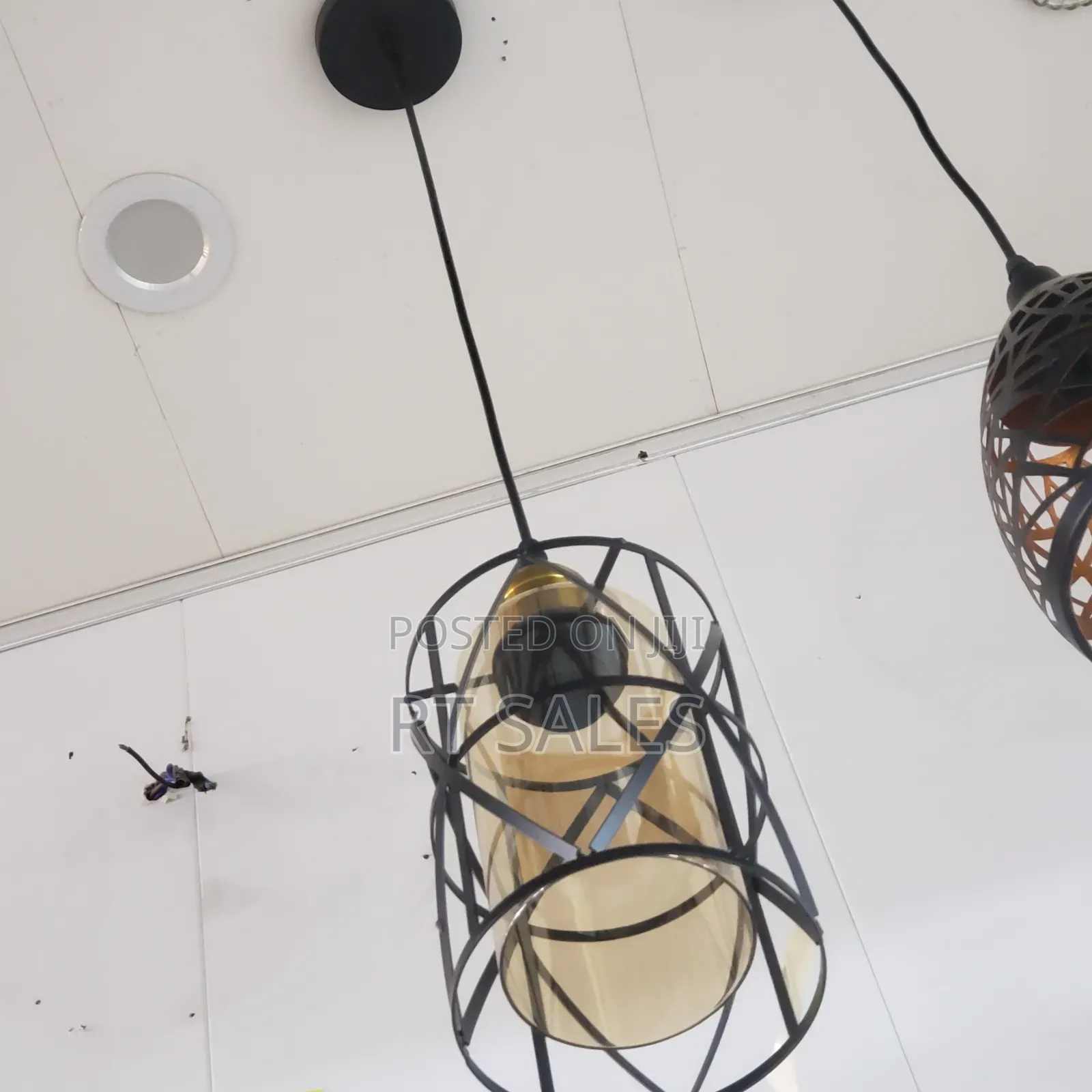 Black and Glass Single Pendant Light.