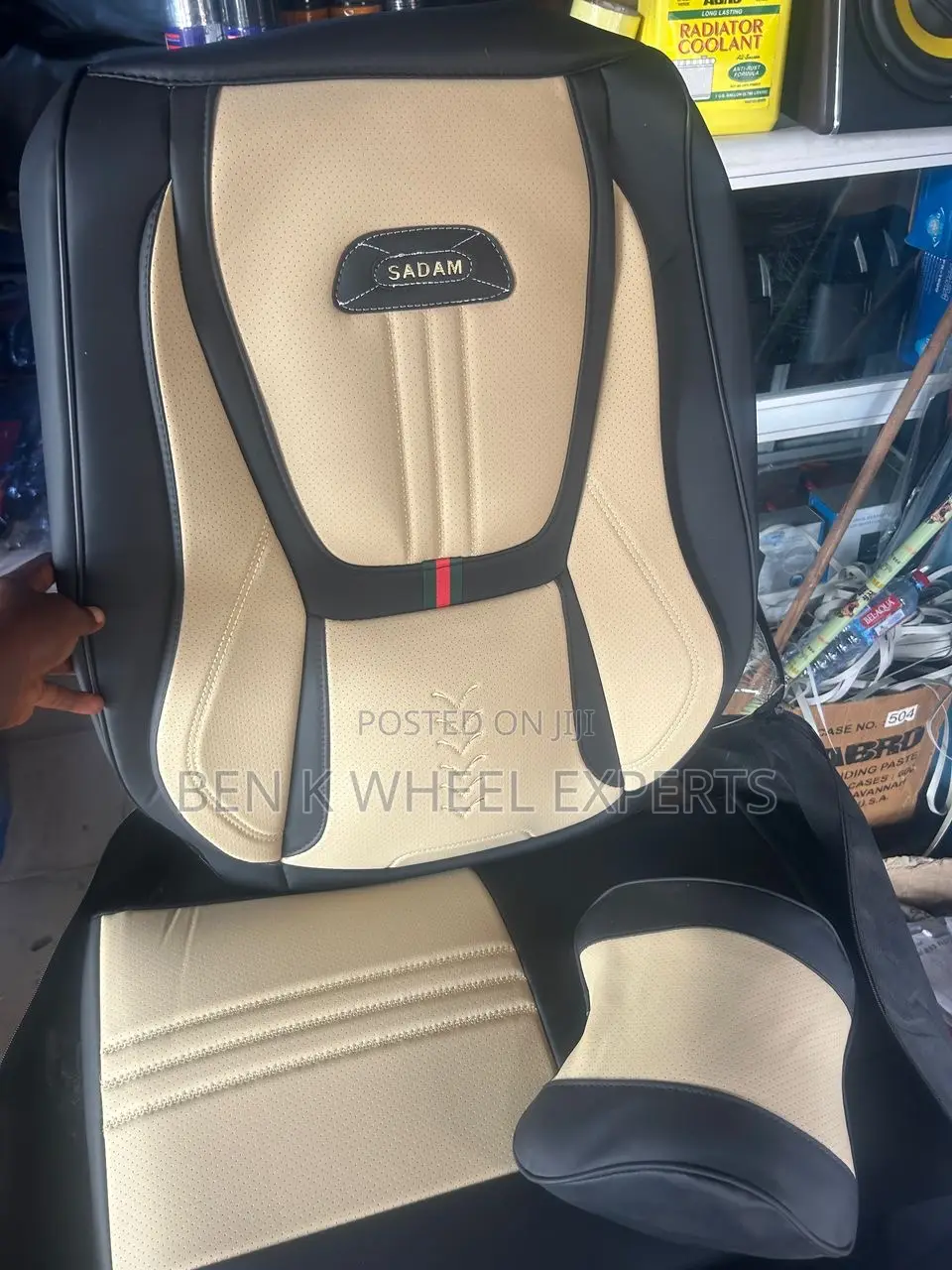 Cream/Black Leather Seat Cover 10d