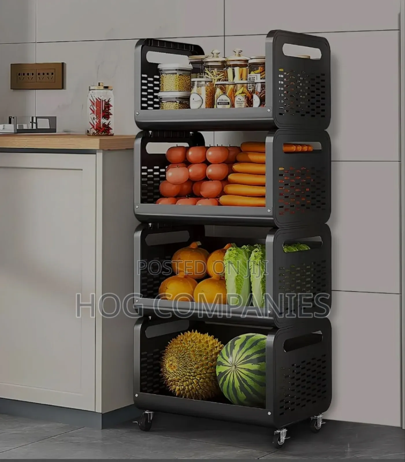 4-Tier Metal Rolling Cart