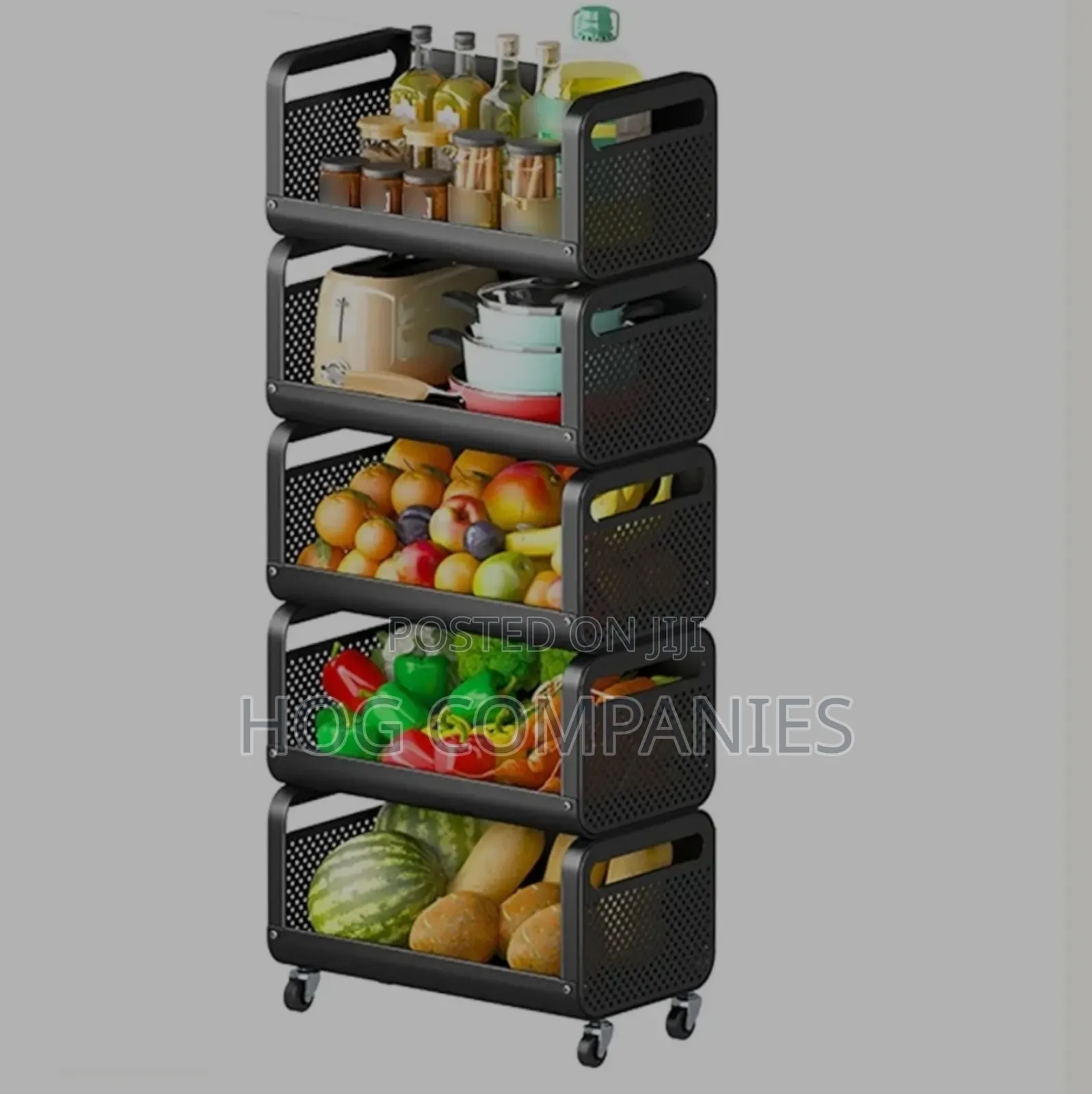 5-Tier Multipurpose Metal Rolling Cart