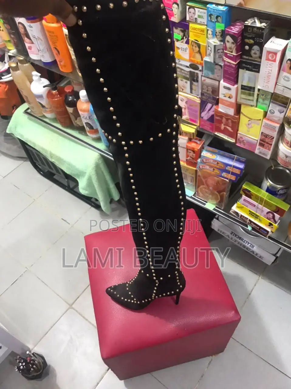 Gold Stud’S Long Boot 
High Heel Shoe 
Size 39