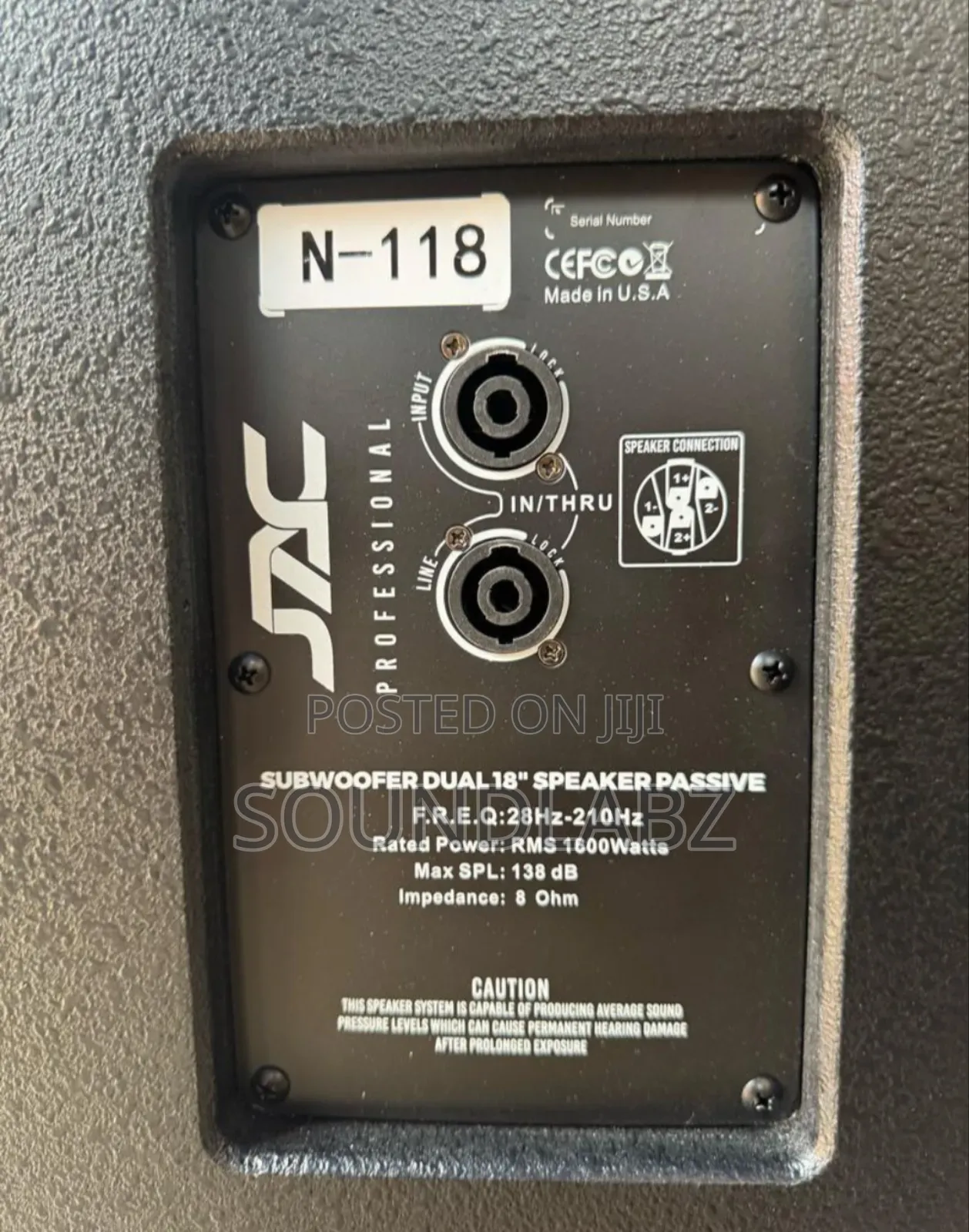 Jac Professional Line N-118 Subwoofer/ Single Bass Speakers