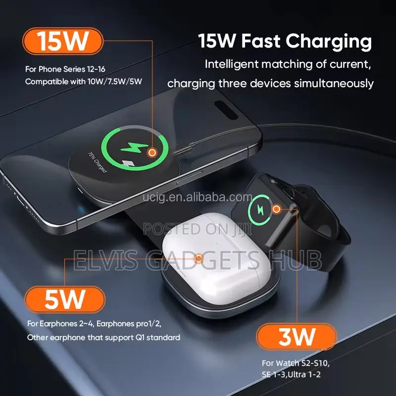 3 in 1 Foldable Mini Wireless Charger