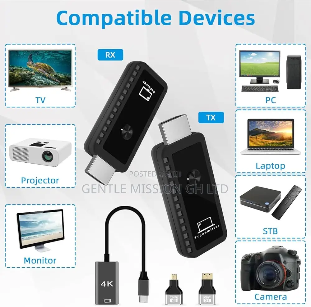 50m Wireless Hdmi Extender Transmitter and Receiver, Ios