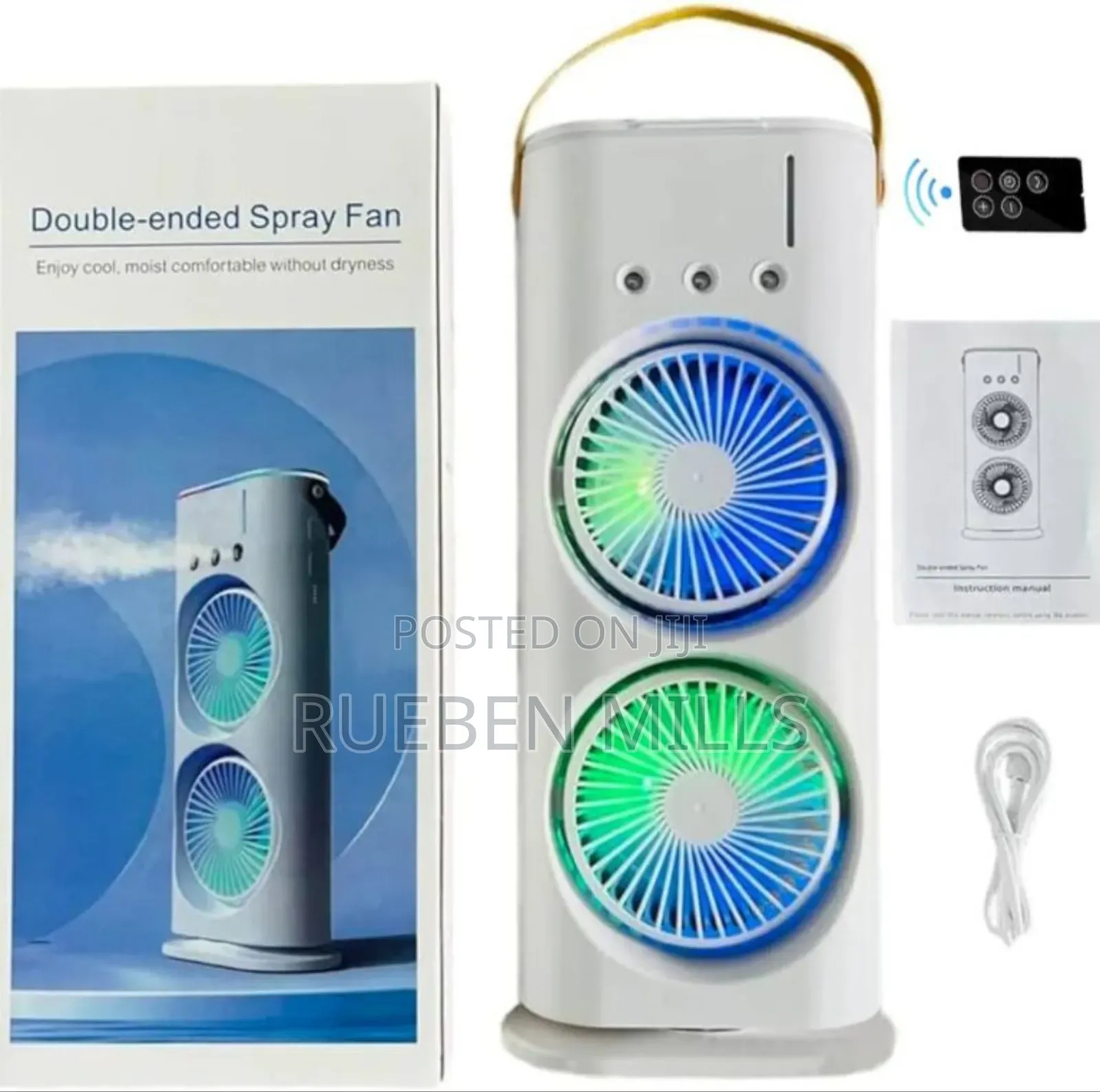 Multifunctional Double Headed Rechargeable Cooling Fan