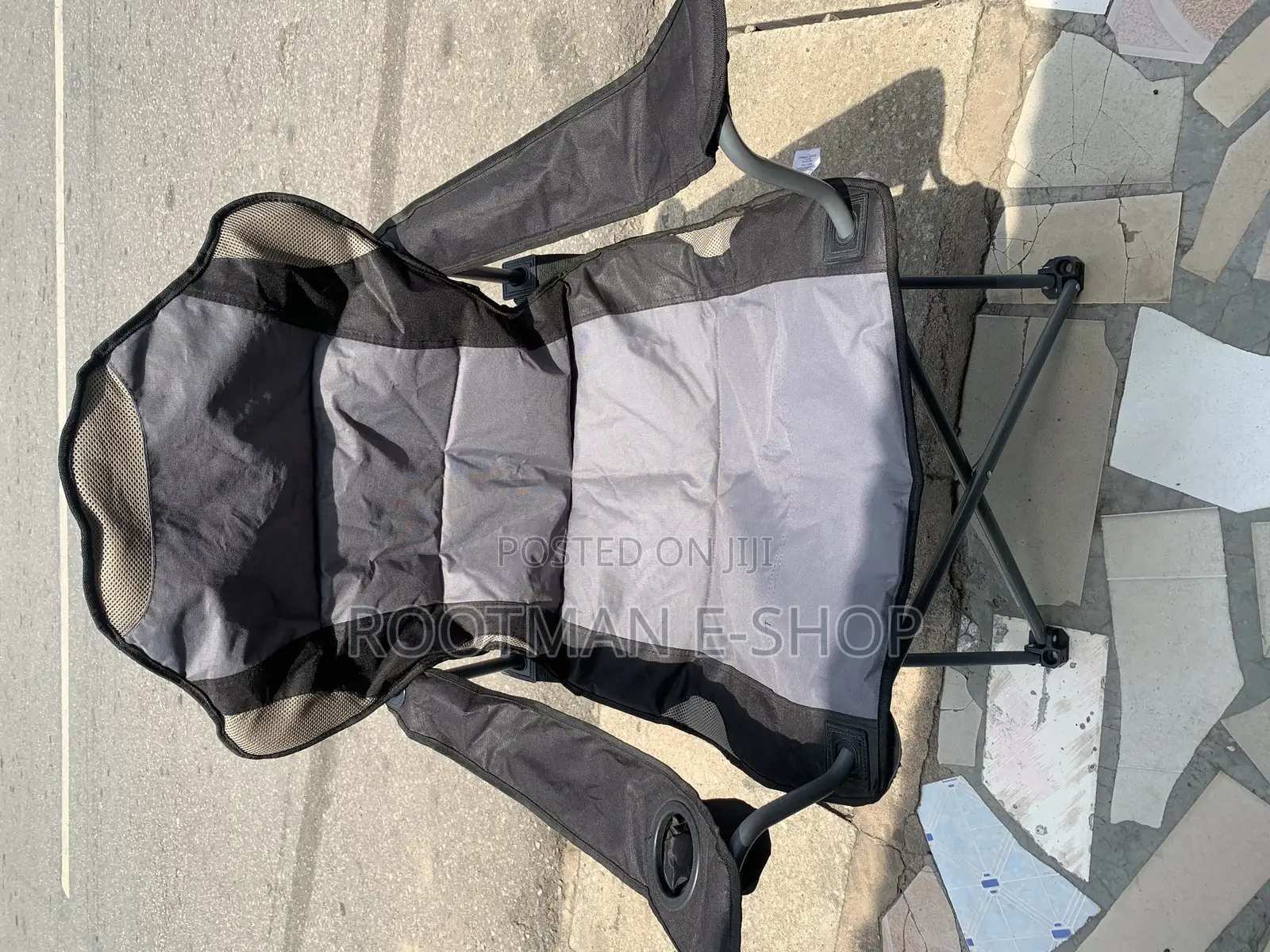 Jumbo Folding Fishing Chair With Cup Holder and Bag Grey