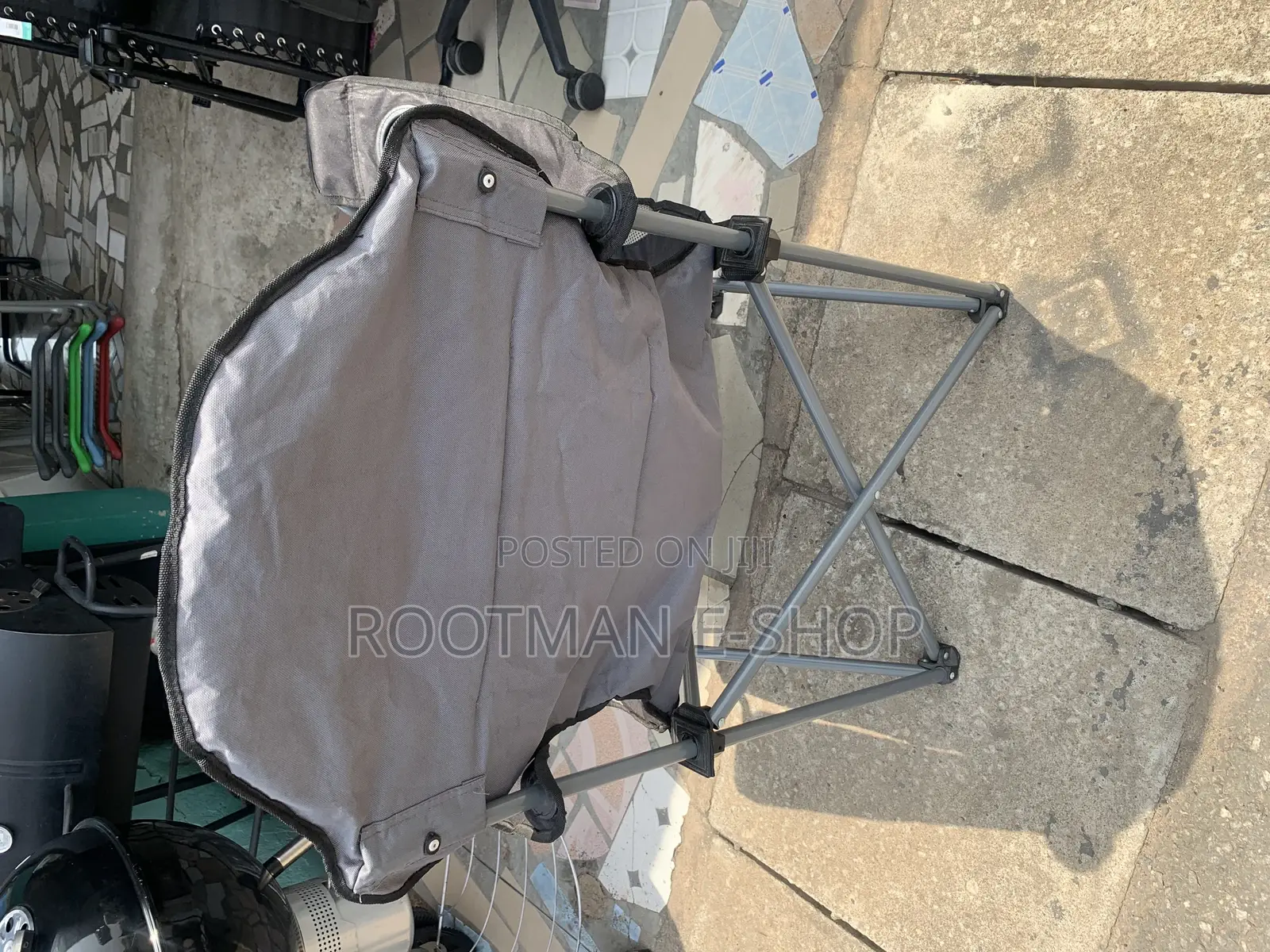 Jumbo Folding Fishing Chair With Cup Holder and Bag Grey