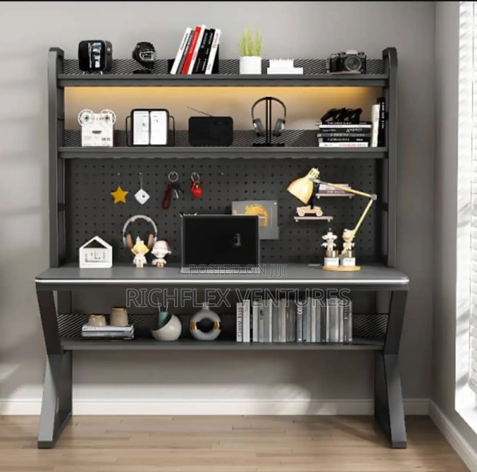 Gaming Office Studio Desk With Shelves