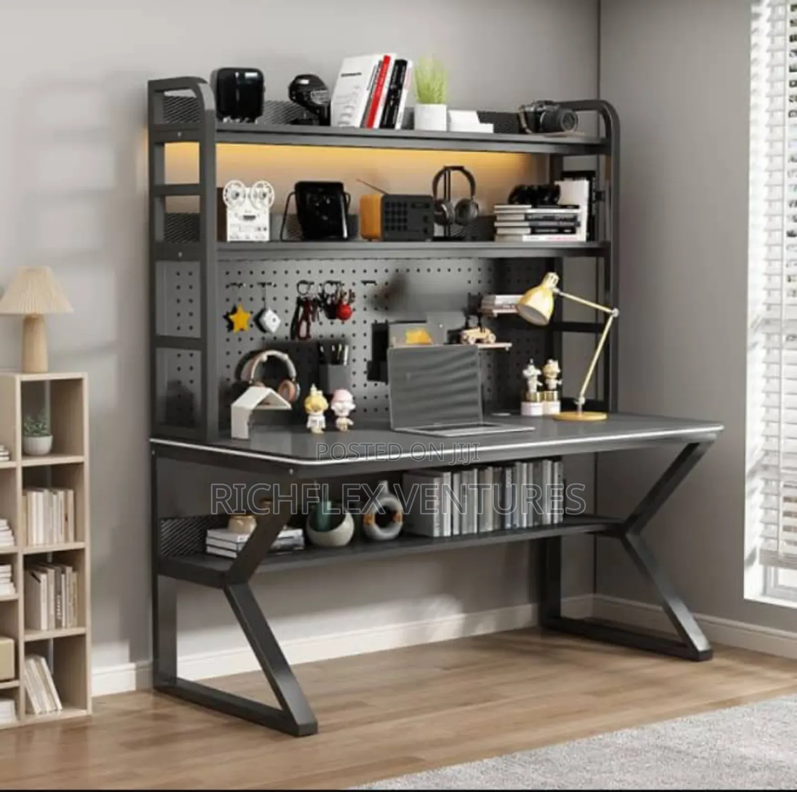 Gaming Office Studio Desk With Shelves