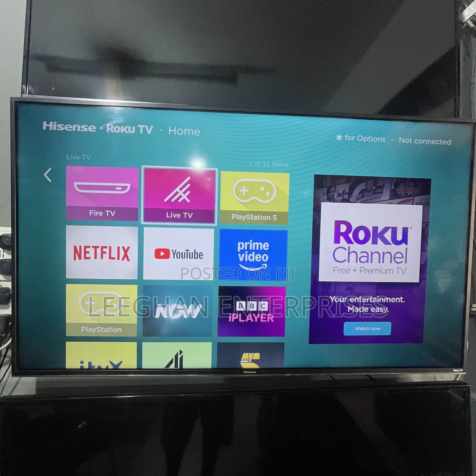 55”Hisense Roku Smart Uhd Tv (Uk Model)