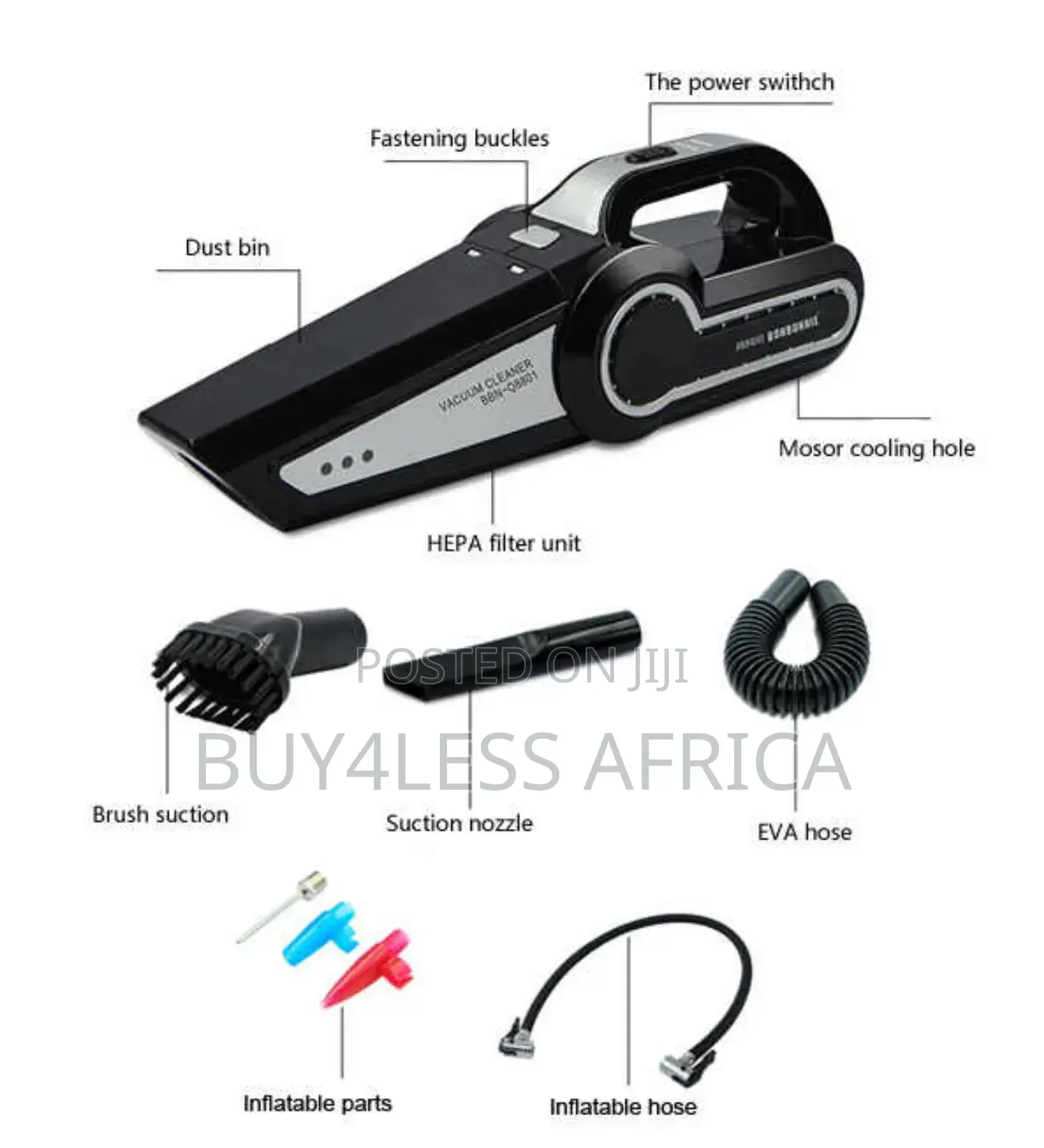 Car Vacuum Cleaner, Portable Air Compressor (4 in 1)