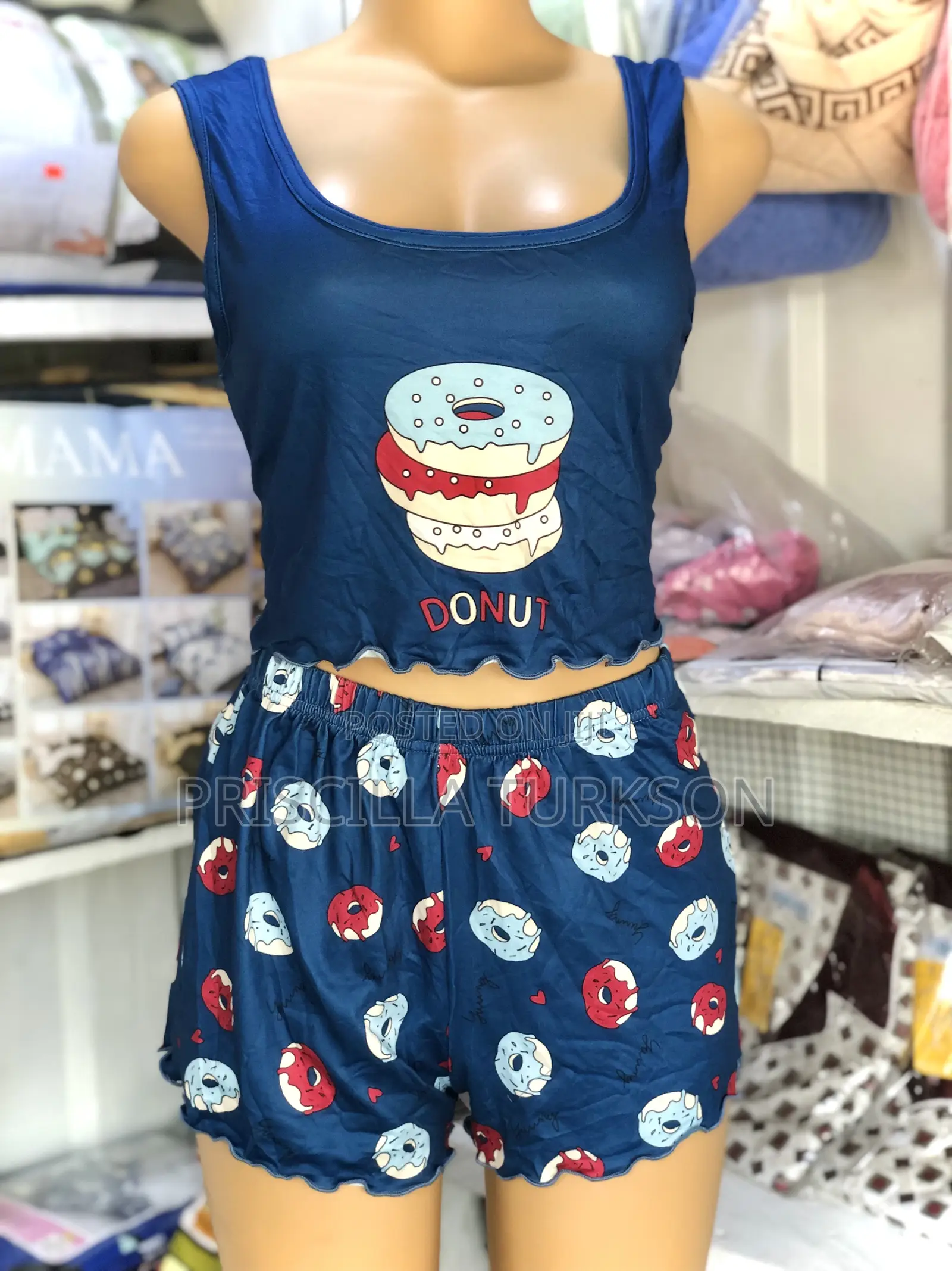 Blue Design Up and Down Night Wear