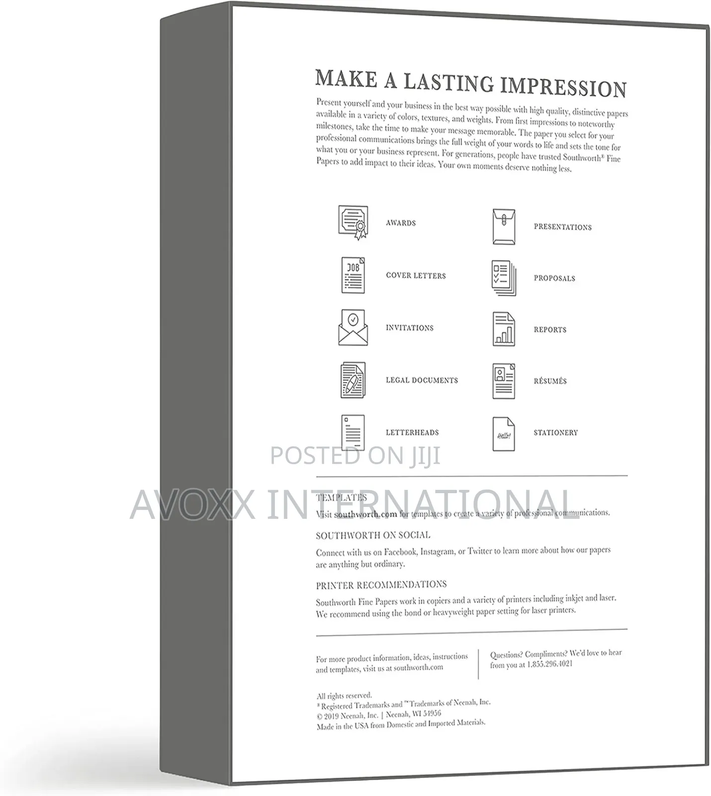Southworth 25% Cotton Business Paper, 8.5" X 11" 500 Per Box White
