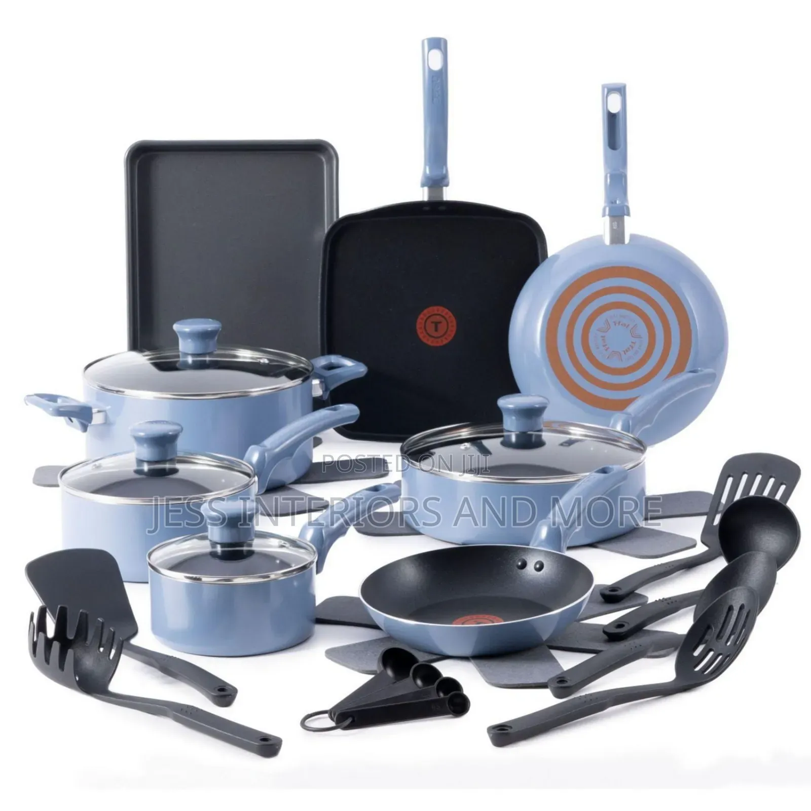 T-Fal Kitchen Solution 22-Piece Non-Stick Cookware Set Blue