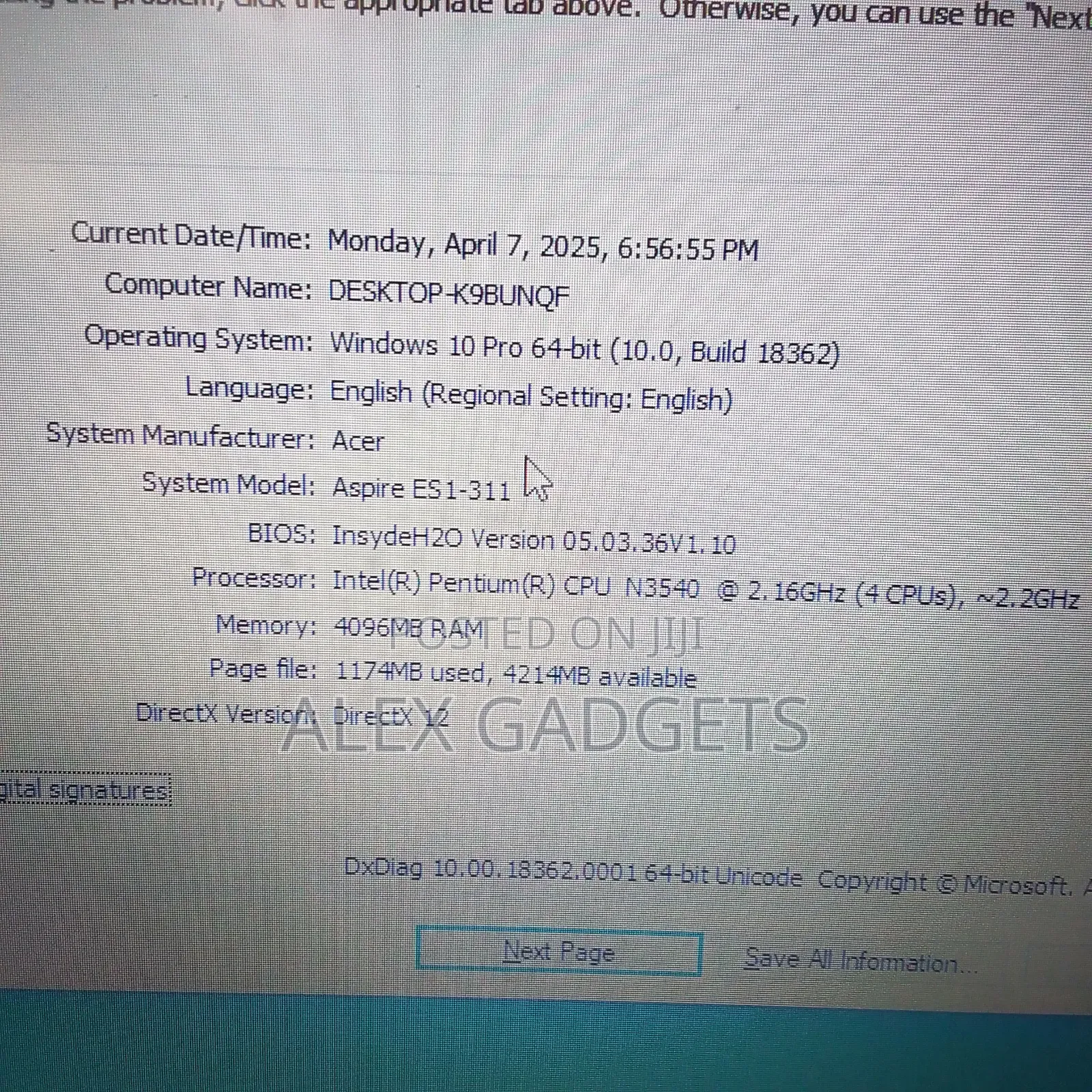 Laptop Acer Aspire ES1-311 4GB Intel Pentium HDD 500GB