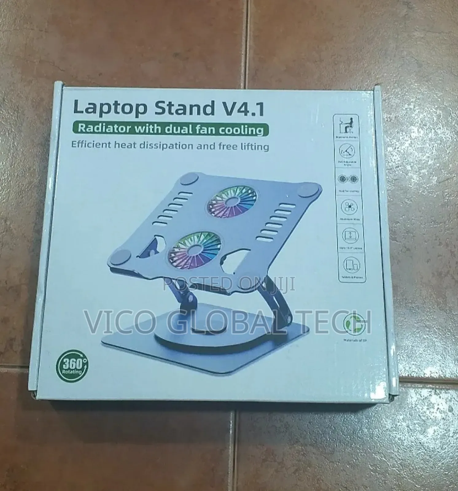 Laptop Stand With Dual Fan Cooling 360°