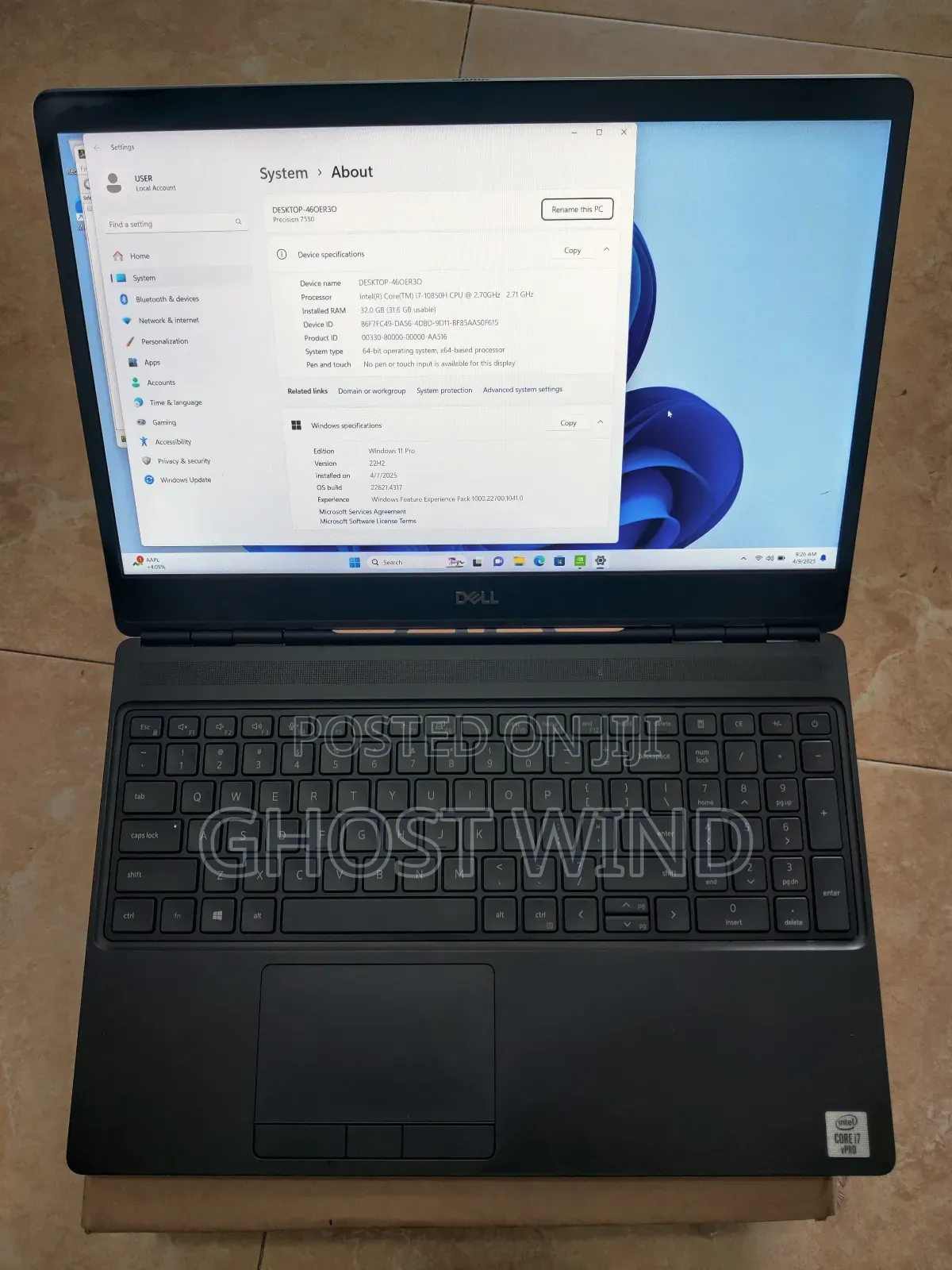 Laptop Dell Precision 7550 32GB Intel Core I7 SSD 512GB