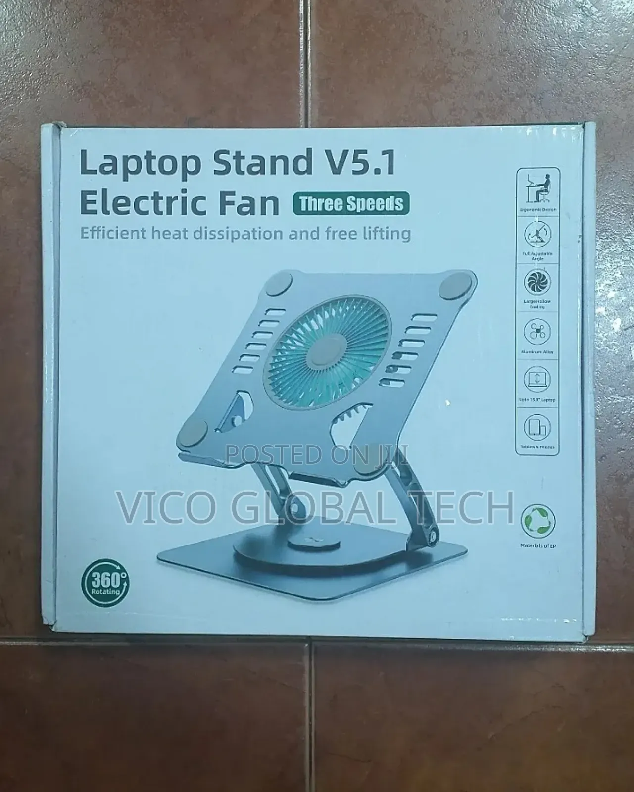Laptop Stand With Electric Fan 360°