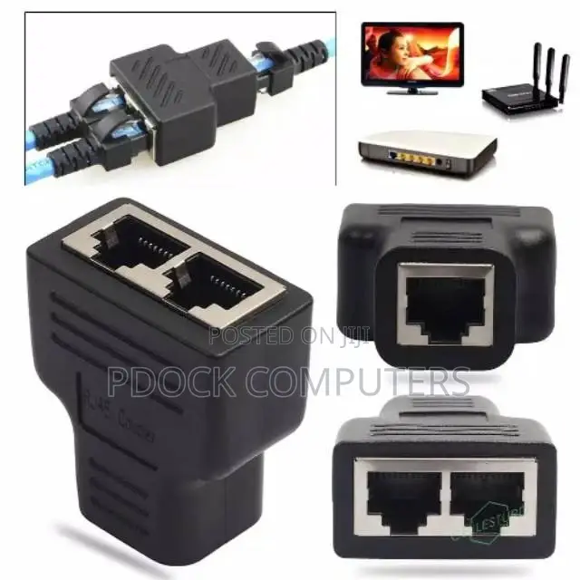 1 to 2 Way Lan Ethernet Network Cable Adapter Rj45 Female
