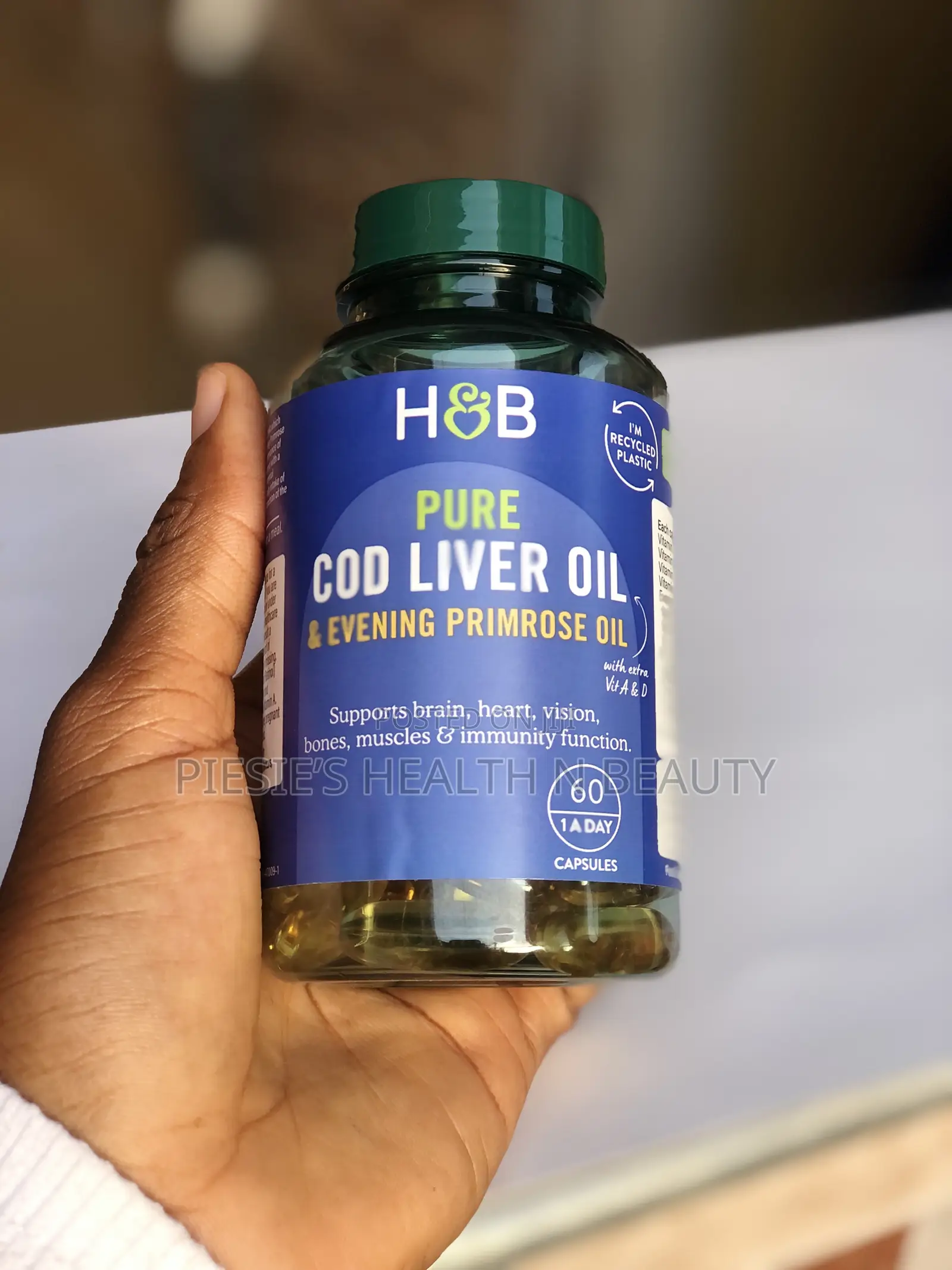 H B Pure Cod Liver Oil With Evening Primrose Oil 500mg 60s