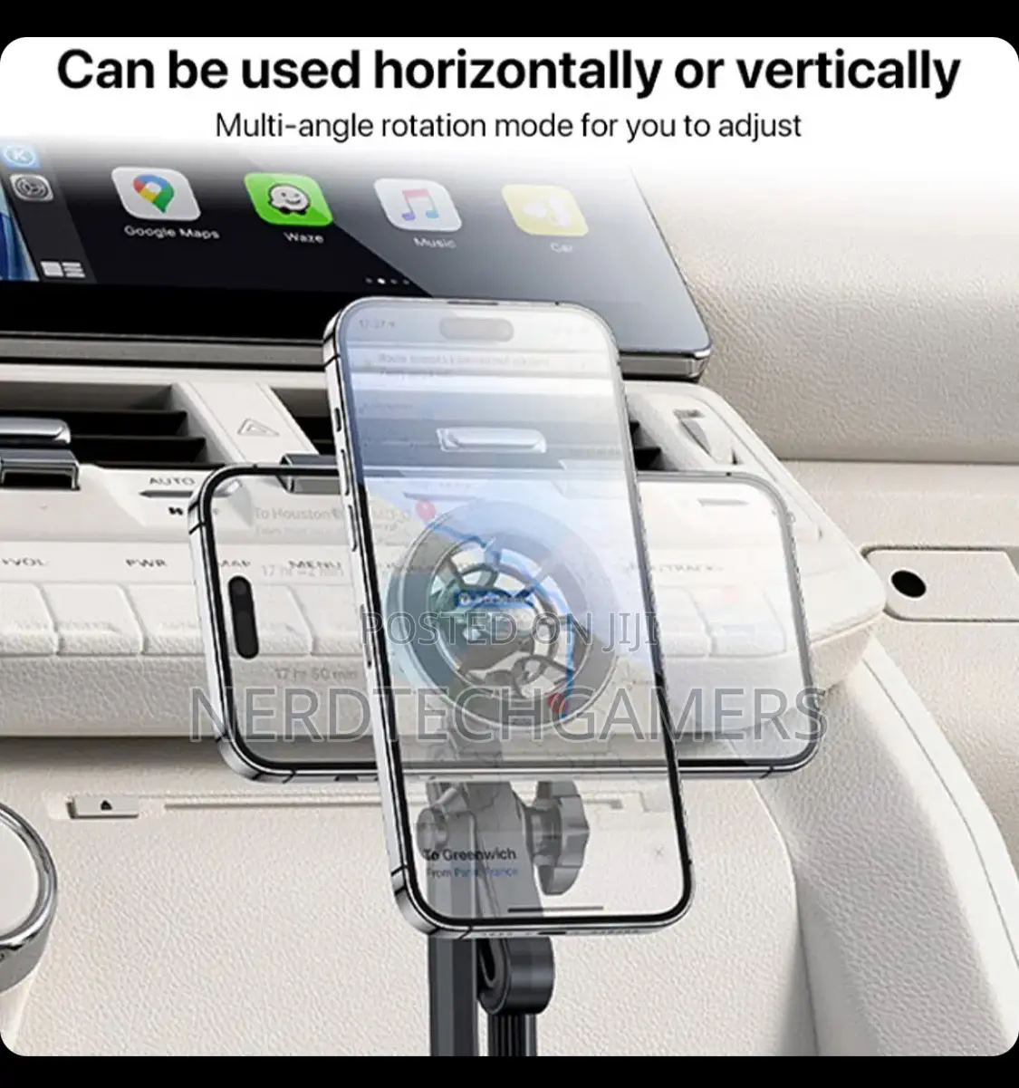 Magnetic Car Cup Holder for iPhone 12 to 15, Adjustable