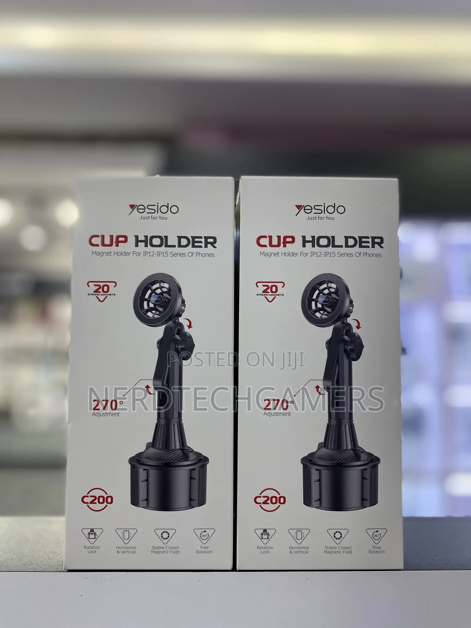 Magnetic Car Cup Holder for iPhone 12 to 15, Adjustable