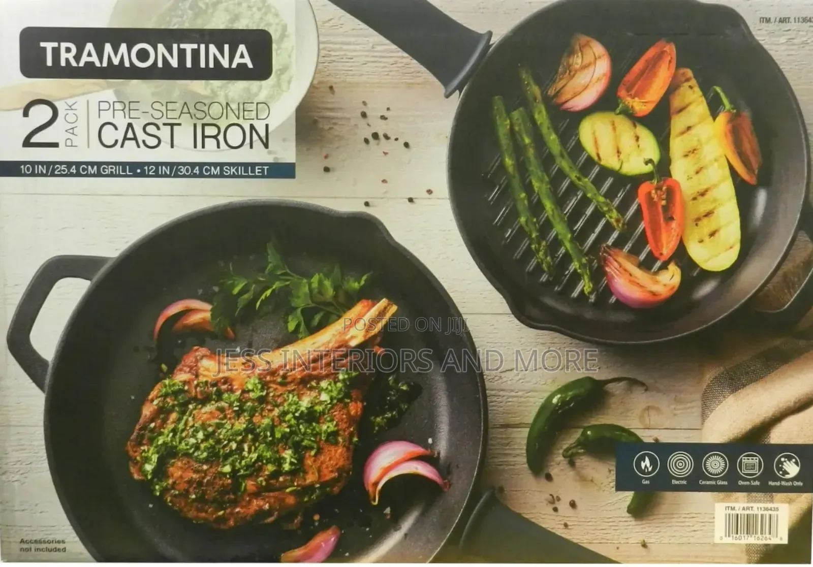 Tramontina Cast Iron Grill and Skillet Pan 2 Piece