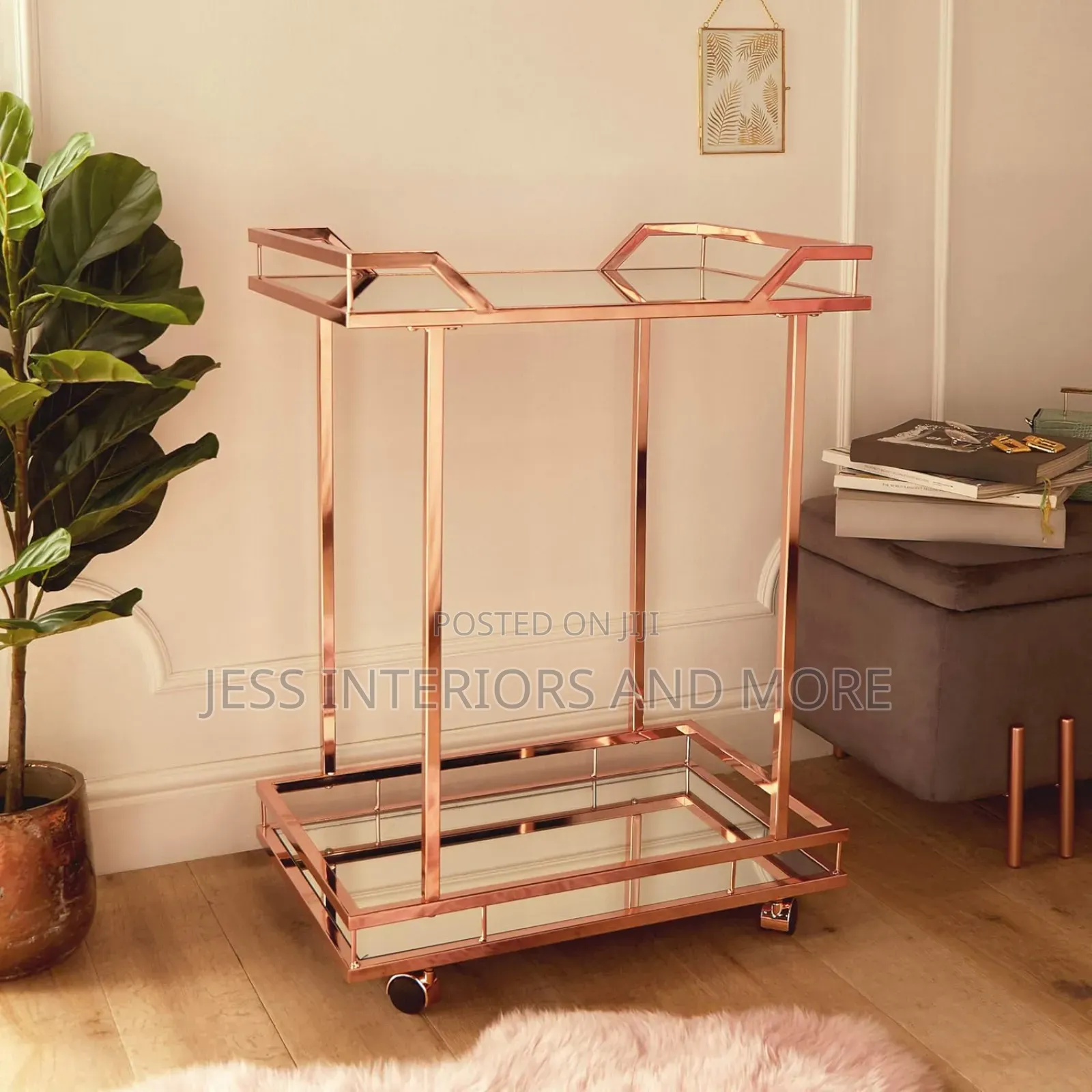 Trolley/Bar Cart 2 Tier (Rose Gold )