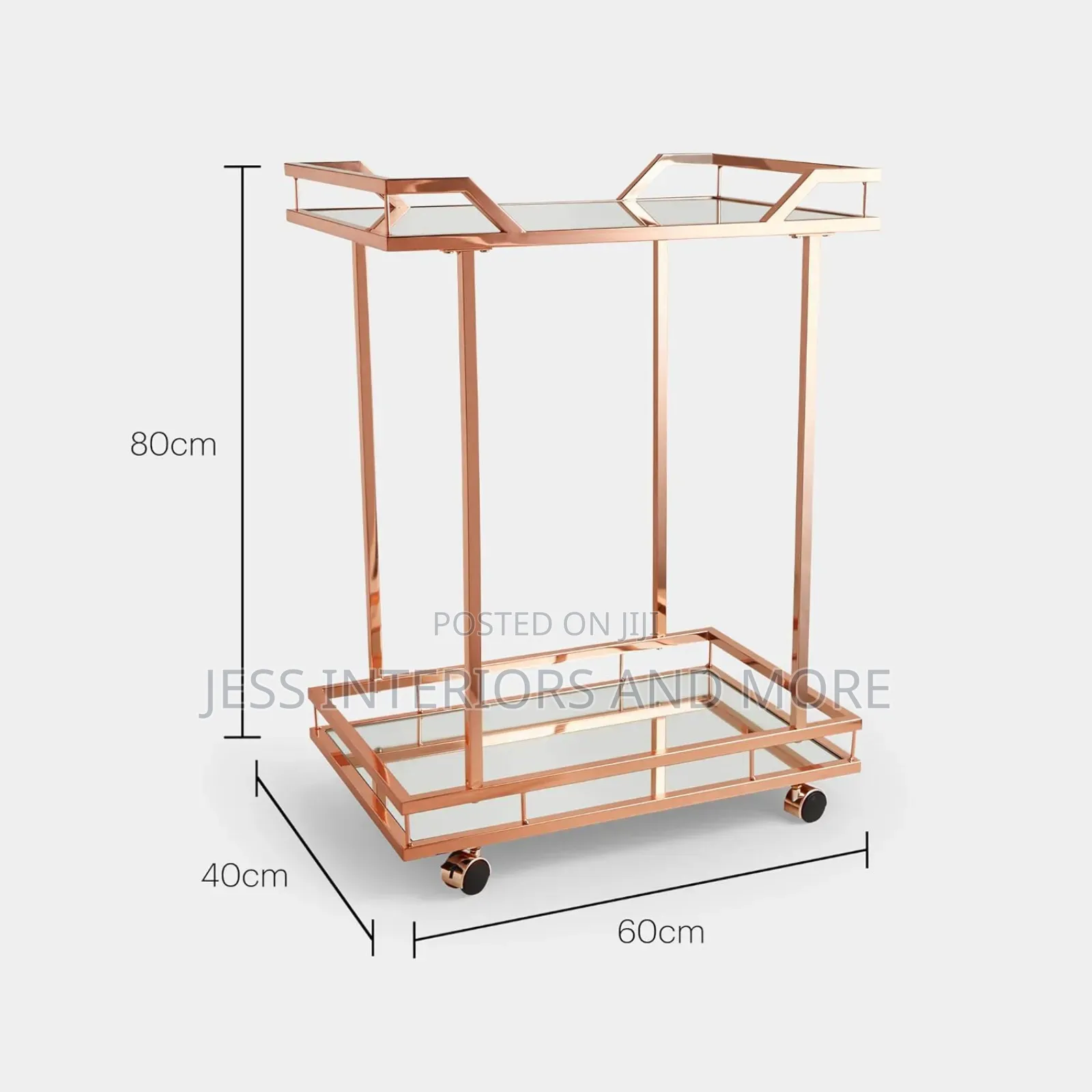 Trolley/Bar Cart 2 Tier (Rose Gold )