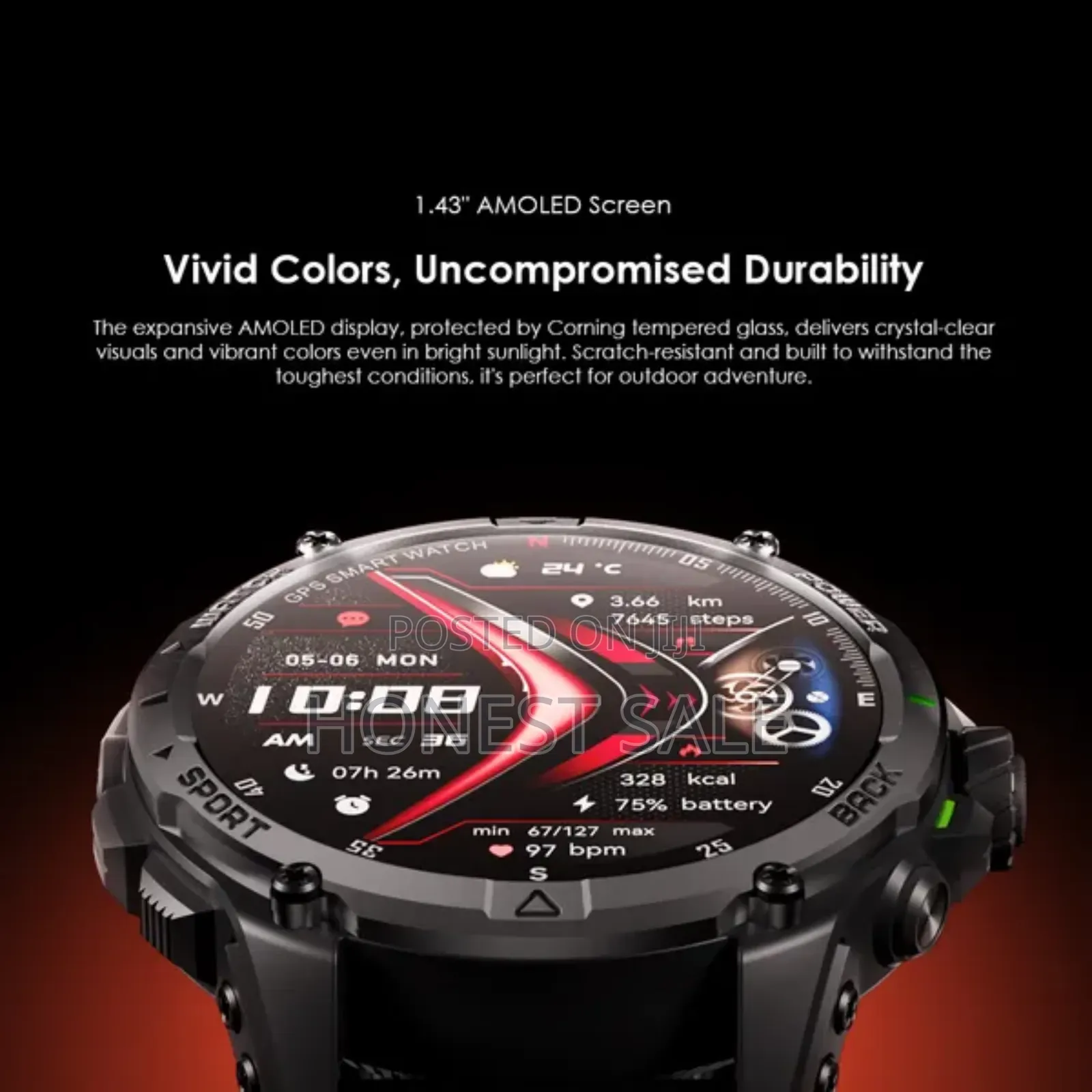 Oraimo Watch Gt 1.43" Amoled 3atm GPS 2 Replaceable Straps