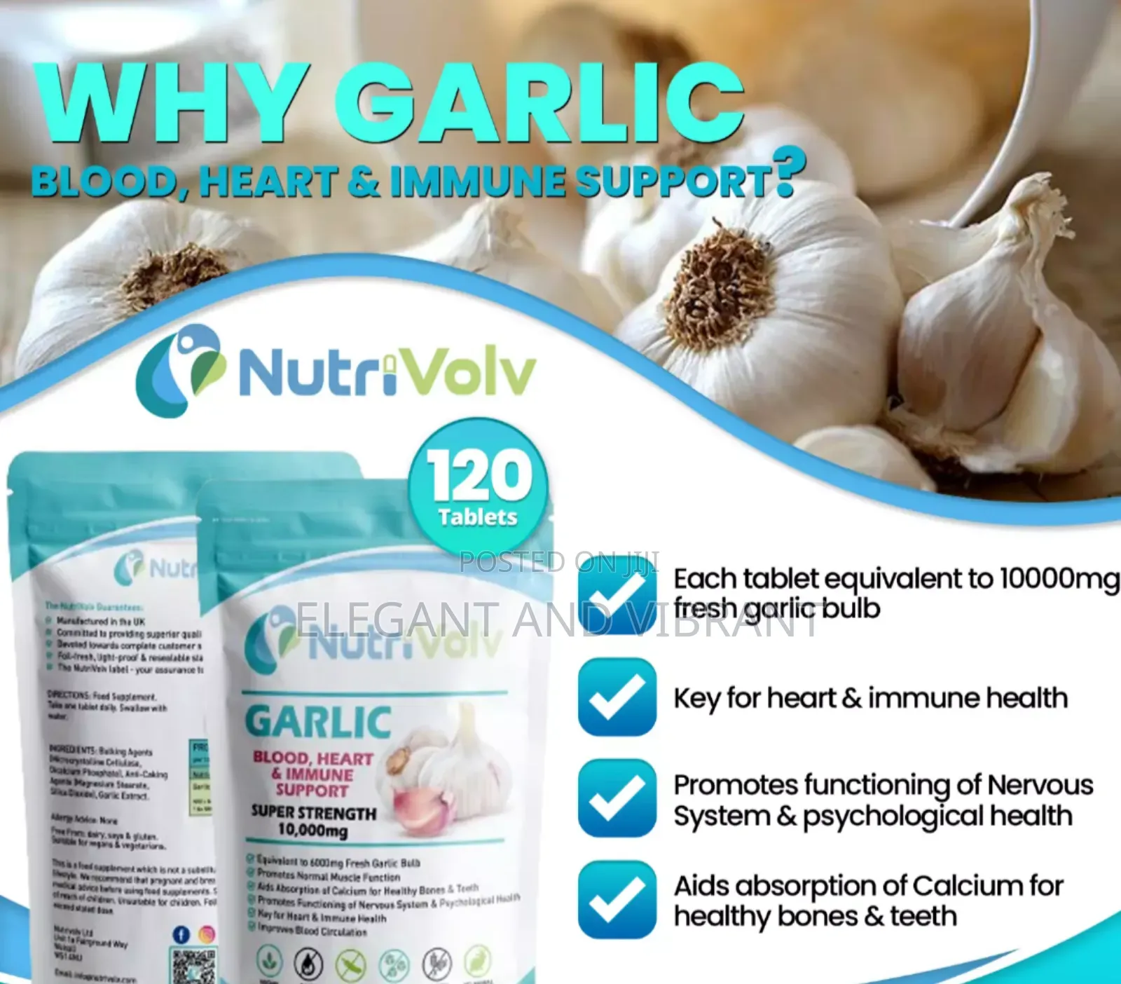 Garlic 10000mg -Boost Immune Heart Blood Health Pure