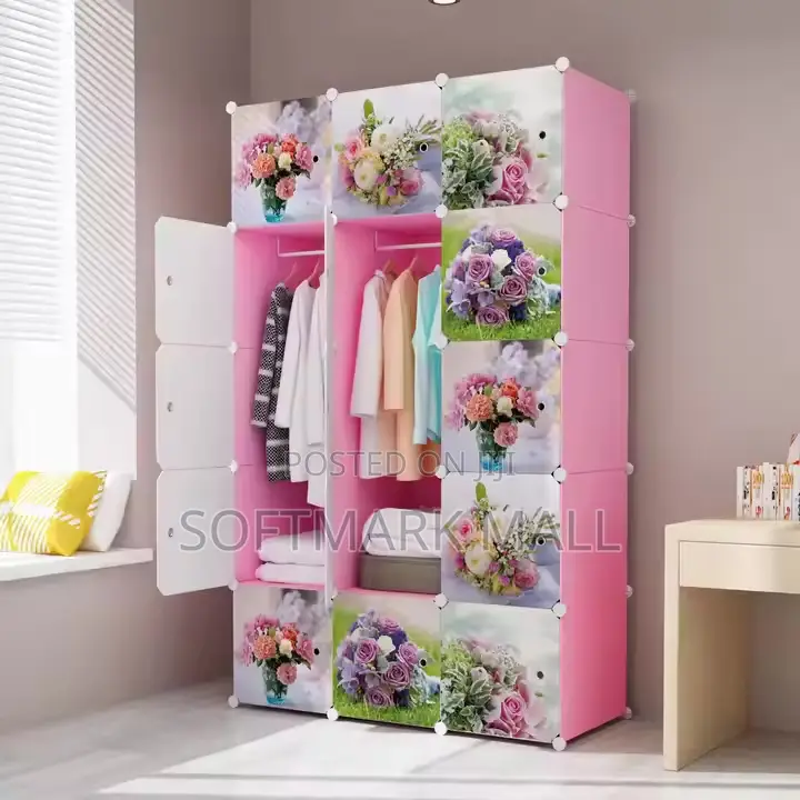Durable Pink Plastic Wardrobe (15 Cubes)