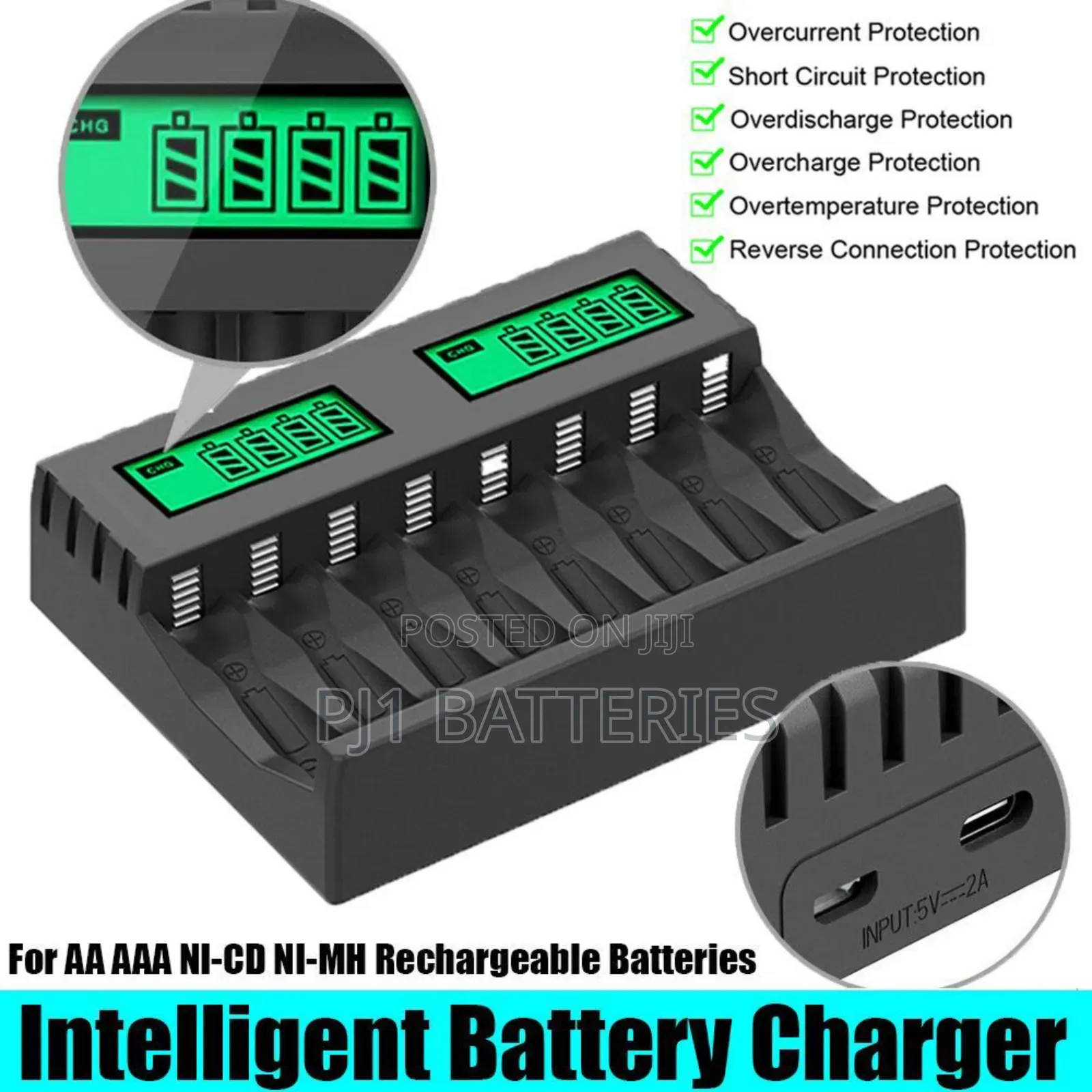 8 Slot Battery Charger Aa Aaa Ni-Cd Ni-Mh Batteries