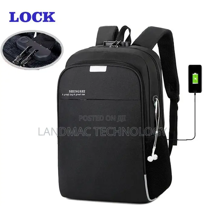 Password Lock Sunpower Anti Theft Laptop Backpack - Black