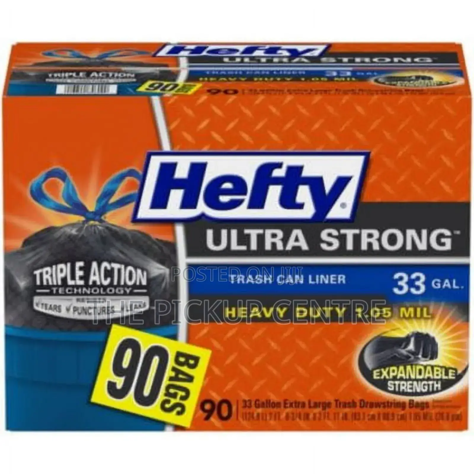 Hefty Ultra Strong 33g Trash Can Liners Heavy Duty 1.05mil