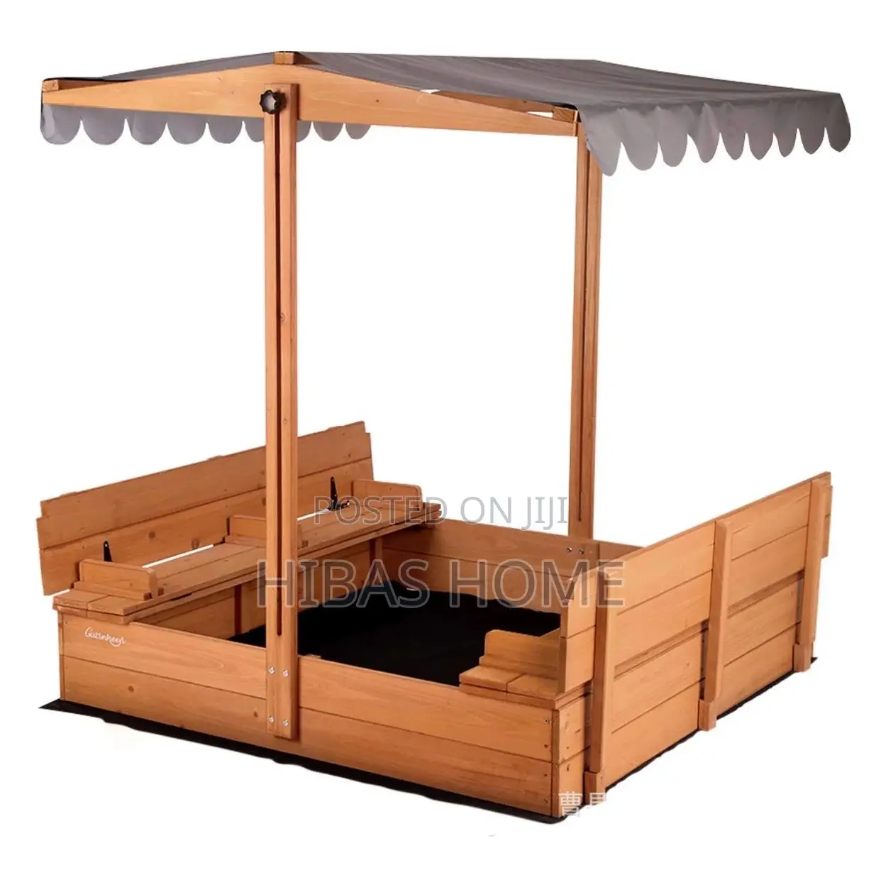 Wooden Sand Box With 2 Benches Canopy H 144.78cm W 113.67c