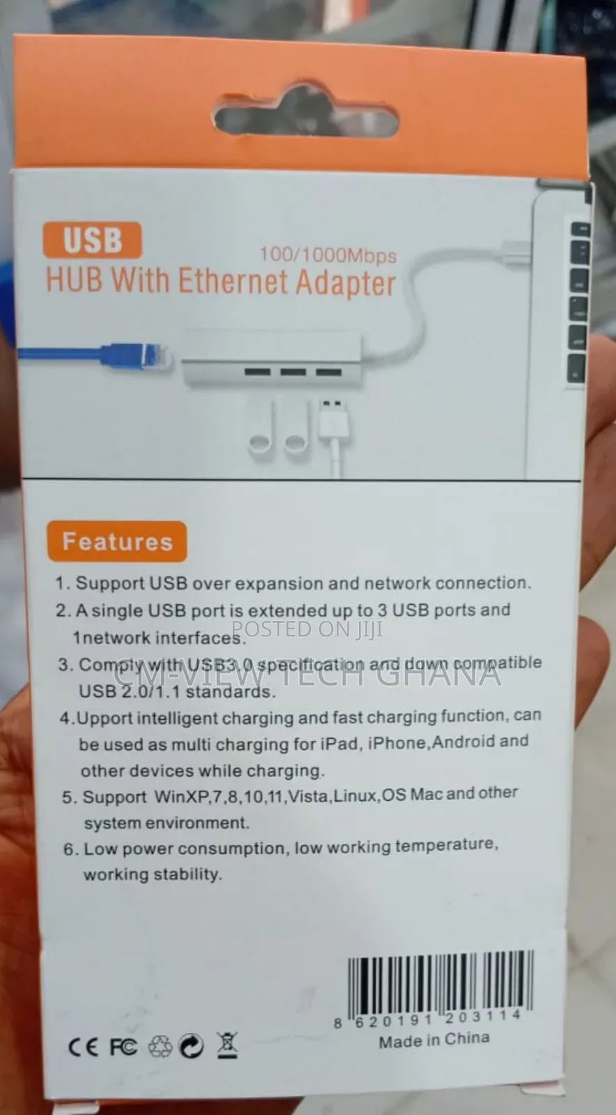 3port Usb Hub With Ethernet Port