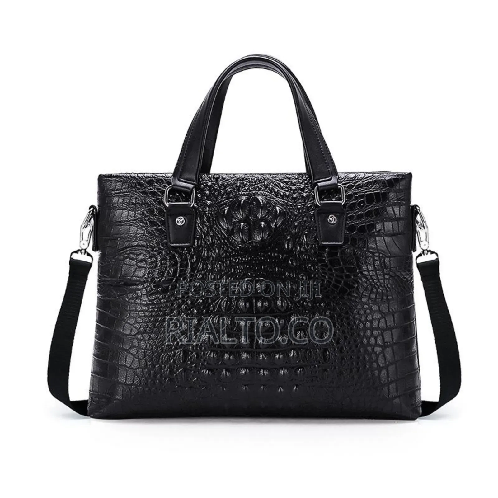Men's Waterproof Crocodile Textured Briefcase