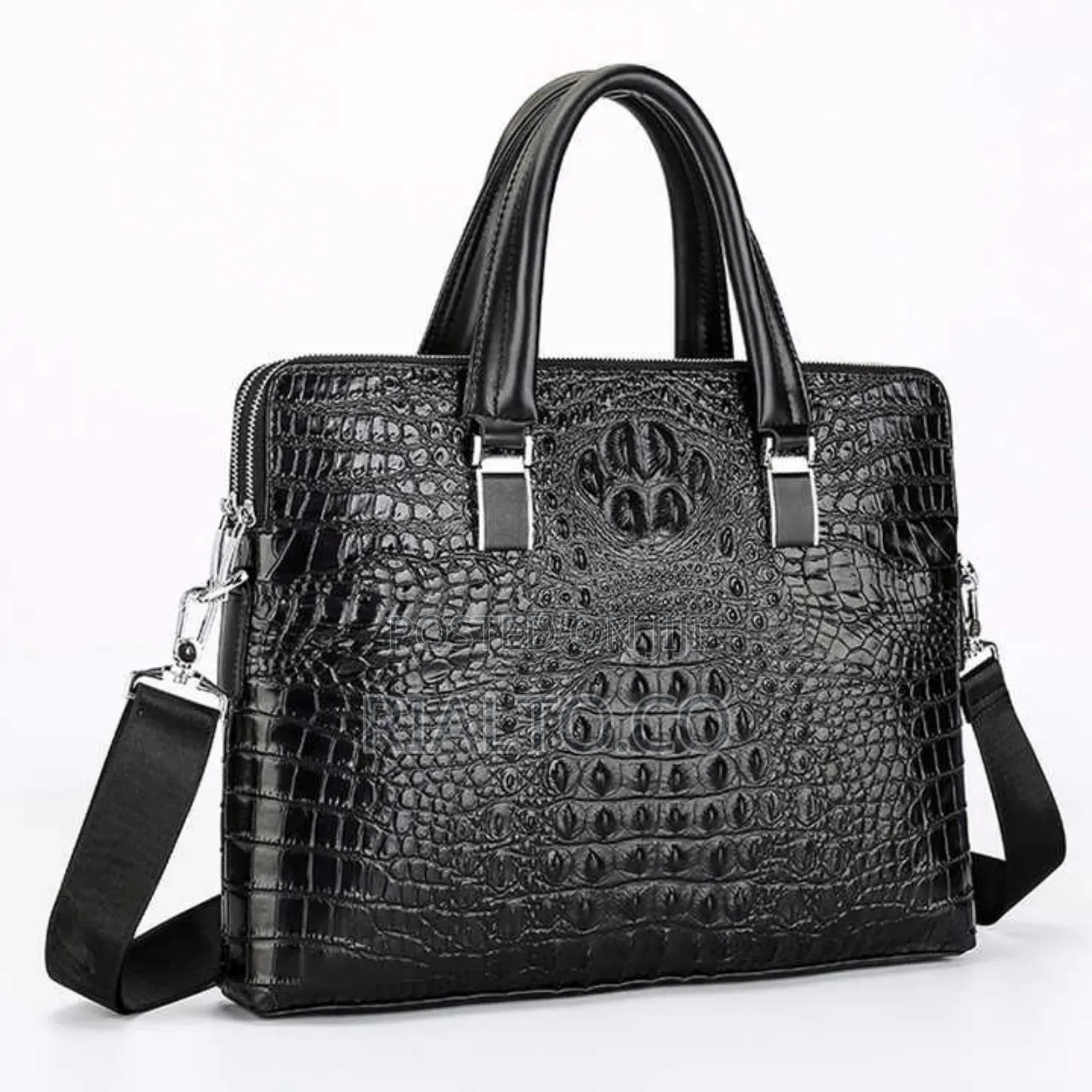 Men's Waterproof Crocodile Textured Briefcase
