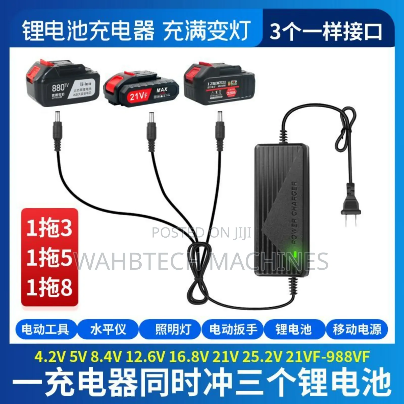 3in1 Lithium Battery Charger for Car Wash and Drill Mac