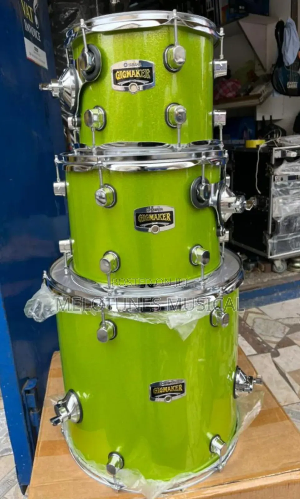 Lemon Green 5-Piece Yamaha Drums With Cymbals