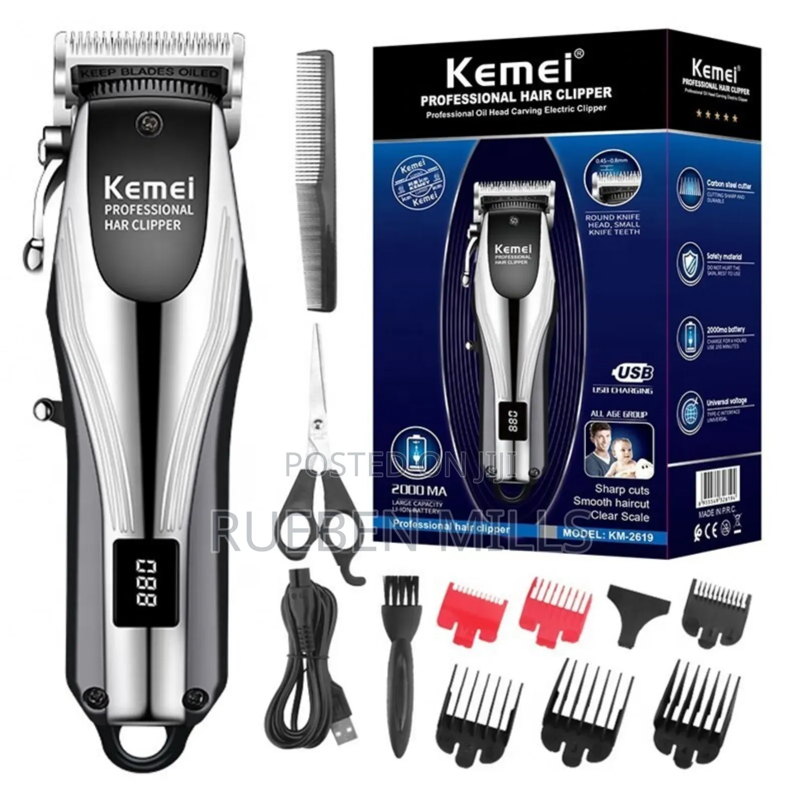 Kemei Km-2619 Hot Selling Usb Rechargeable Barbering Machine