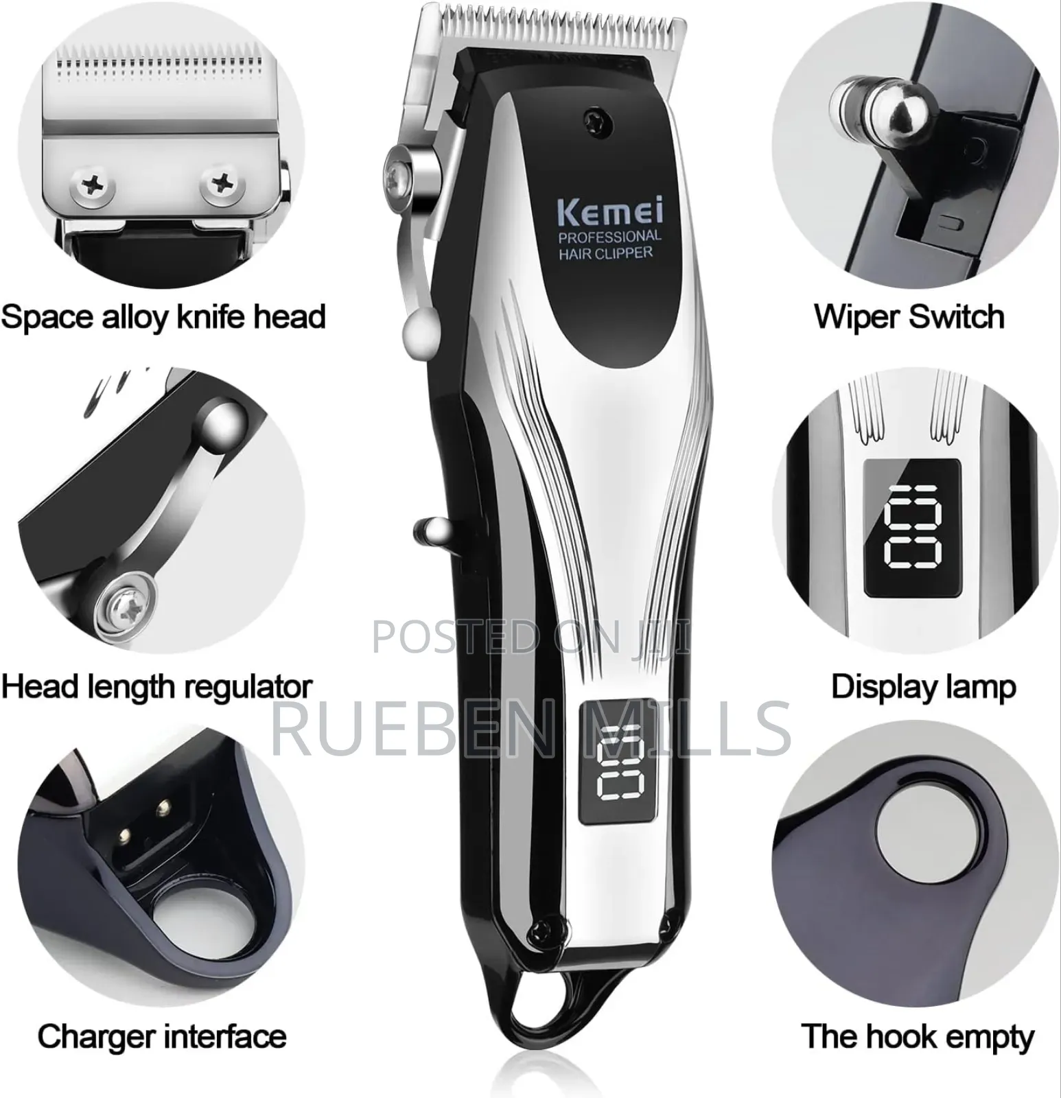 Rigid Body Kemei Chargeable Professional Barbering Machine
