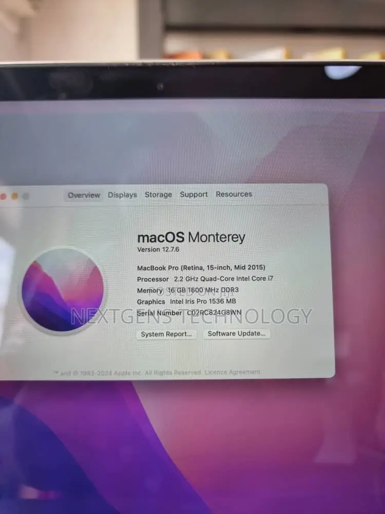 Laptop Apple MacBook Pro 16GB Intel Core I7 SSD 256GB