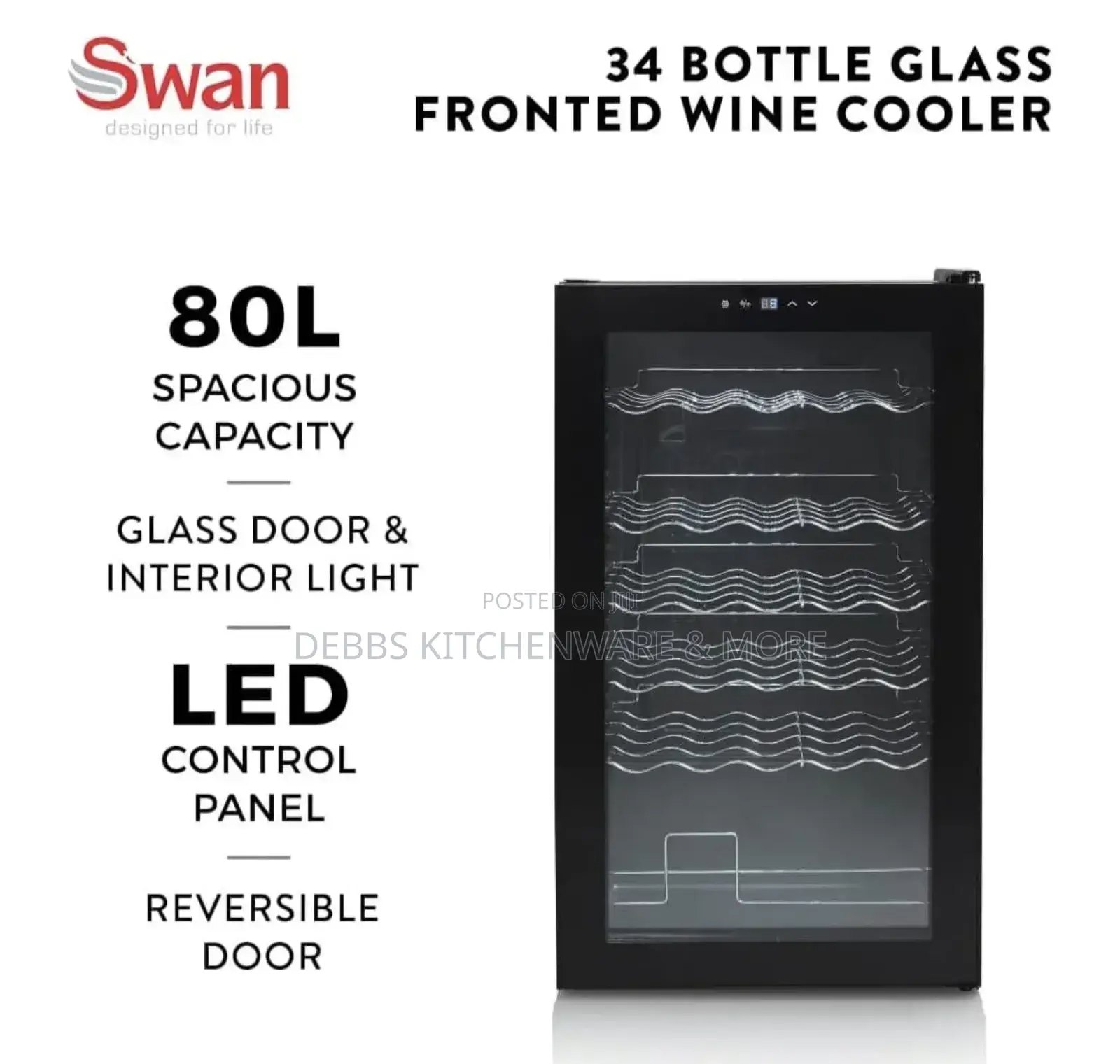 34 Bottle Glass Fronted Wine Cooler Uk