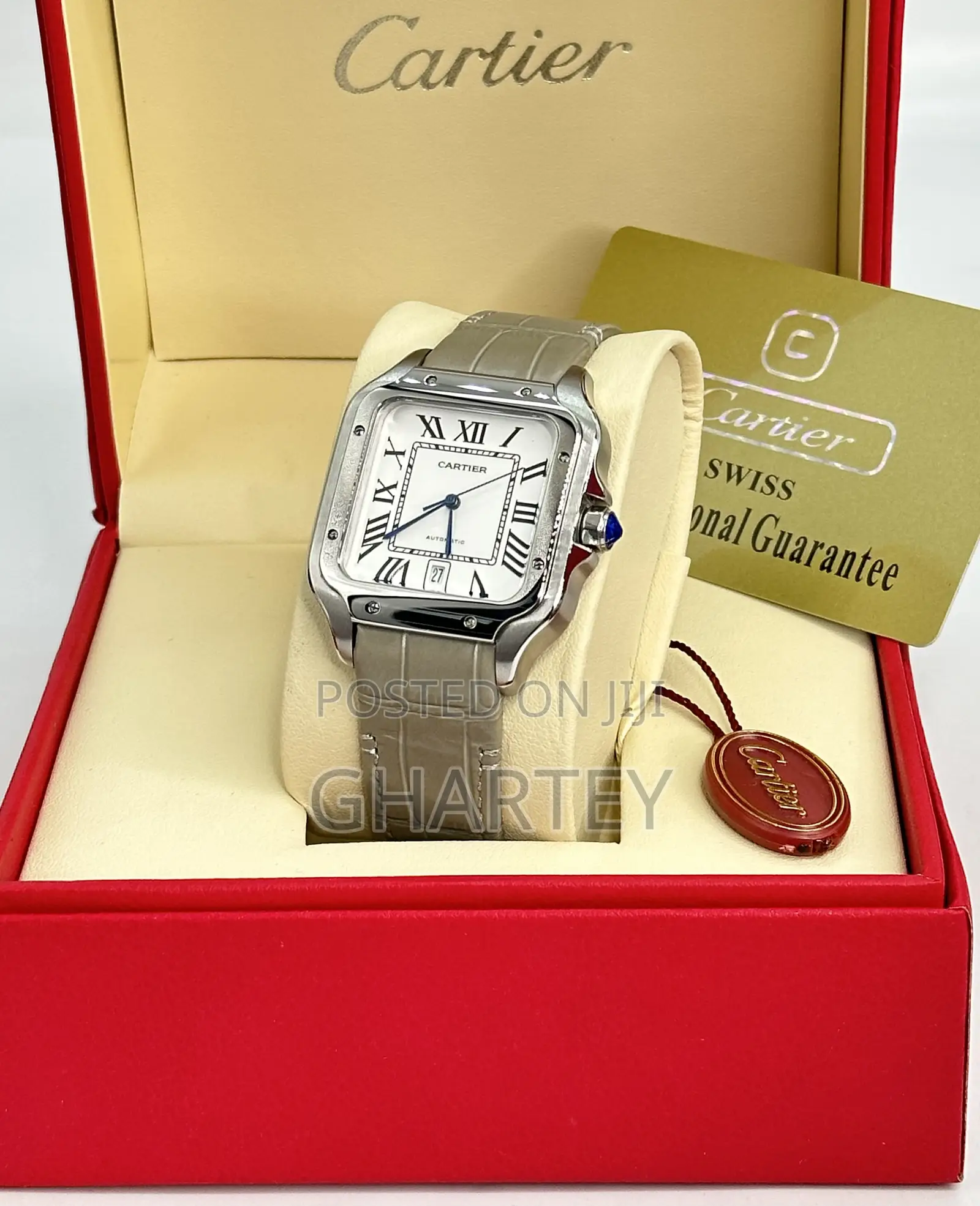 Santos De Cartier Premium Quality Leather Strap Auto Watch